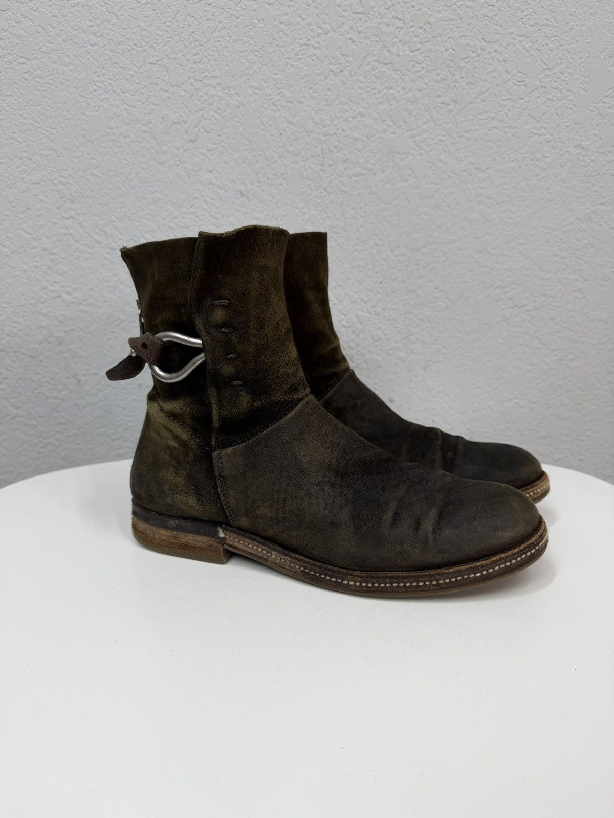 If Six Was Nine Vintage Italian AS 98 Vibe YSL Style Leather Biker Boots Size US 8.5 / EU 41-42 - 10 Thumbnail