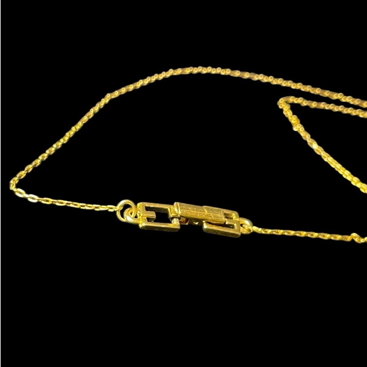 Givenchy Givenchy Art Deco Gold Plated G Rhinestone Necklace 15 in Size ONE SIZE - 4 Thumbnail