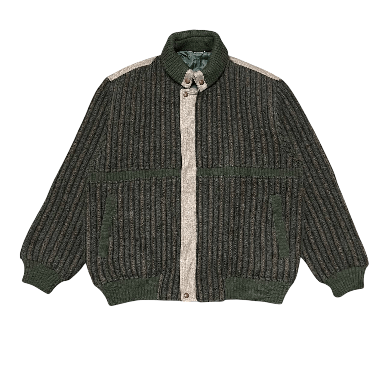 Issey Miyake Vintage Sam Austin Wool Knitted Bomber Jacket Issey Miyake Size US M / EU 48-50 / 2 - 1 Thumbnail