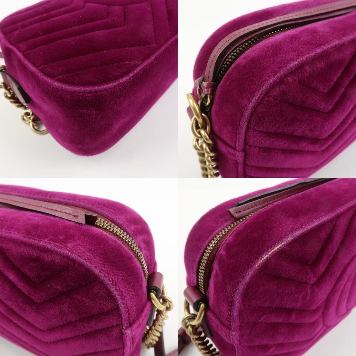 Gucci Gucci GG Marmont Matelasse Velvet Crossbody Bag Purple Size ONE SIZE - 5 Thumbnail