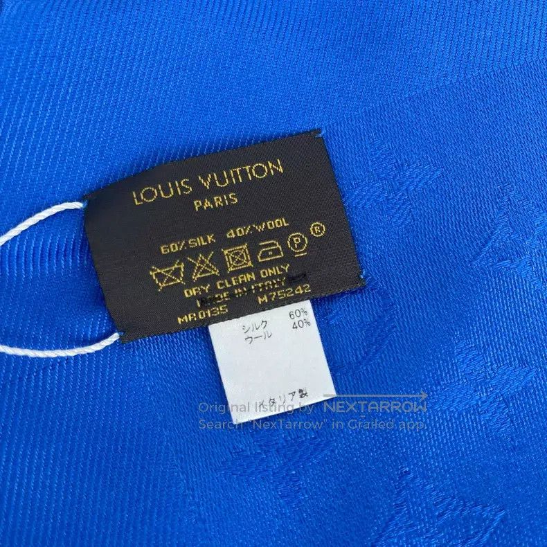Louis Vuitton Louis Vuitton Dark blue satin tasseled scarf with full pri Size ONE SIZE - 4 Thumbnail