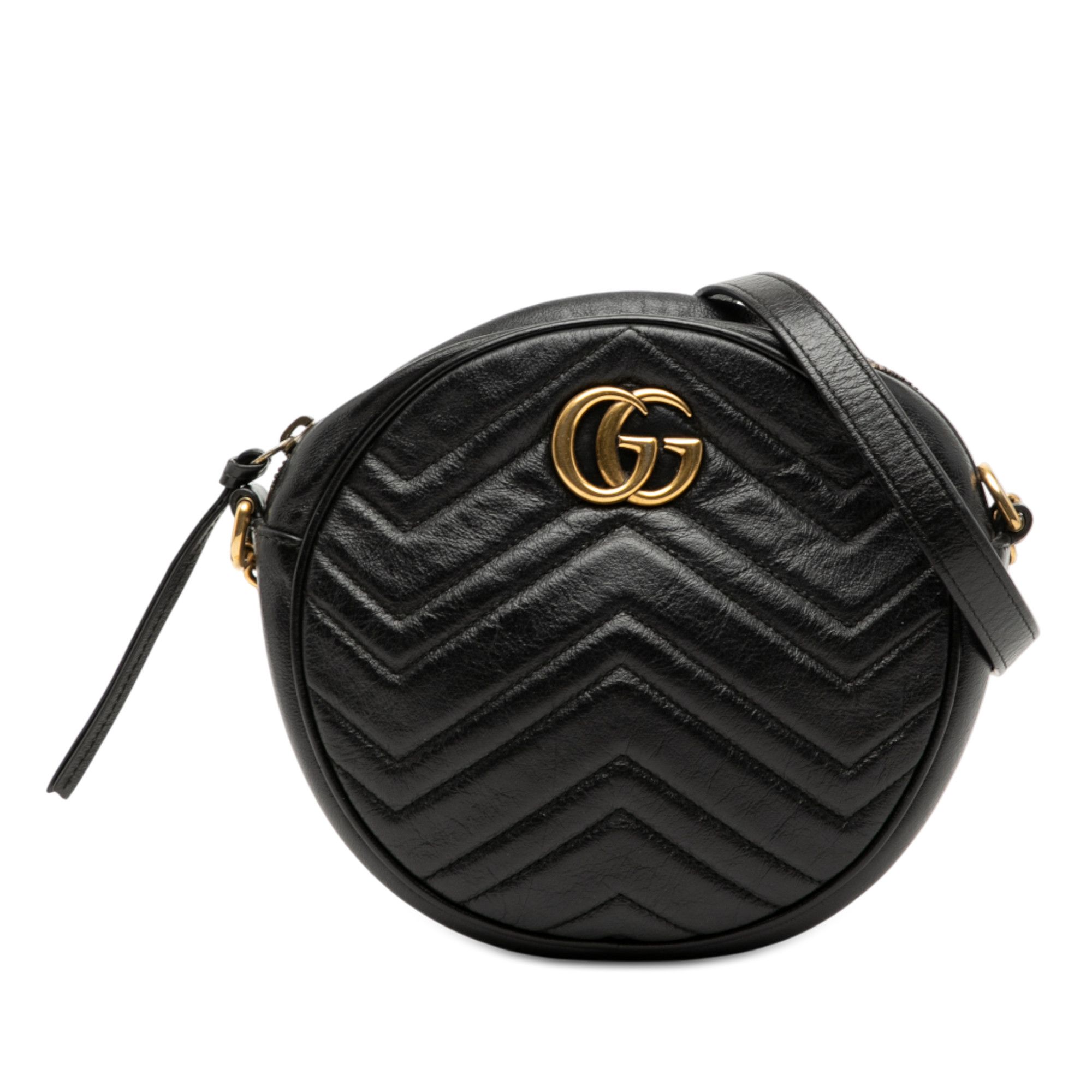 Gucci Gucci Mini GG Marmont Matelasse Leather Round Crossbody Size ONE SIZE - 1 Thumbnail