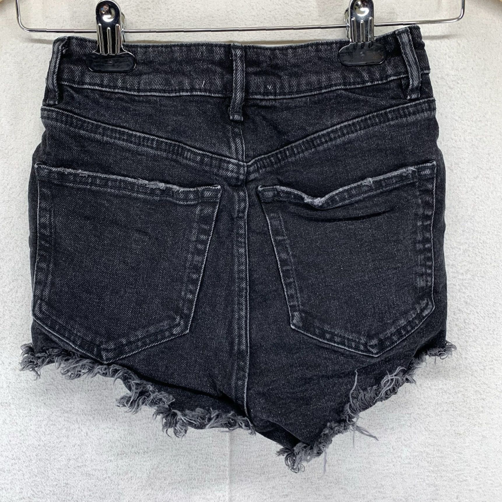 Zara VINTAGE Zara Women's Jean Shorts Sz 0 High-Rise Cut-Off Denim Casual Festival Cowgirl Black Size 25" / US 0 / IT 36 - 2 Thumbnail