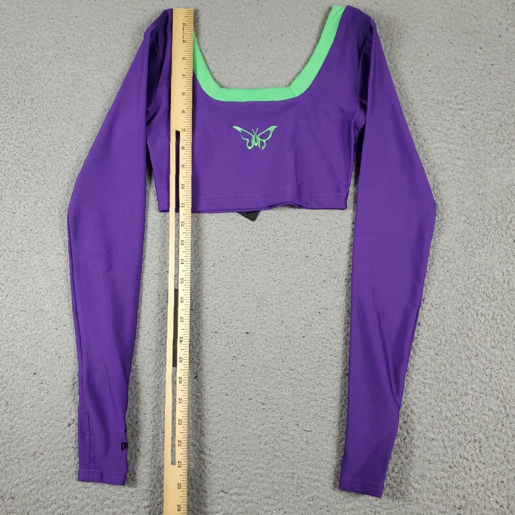 Puma Puma X Dua Lipa T Shirt XS Purple Crop Top Active Long Sleeve Womens Size XS / US 0-2 / IT 36-38 - 6 Thumbnail