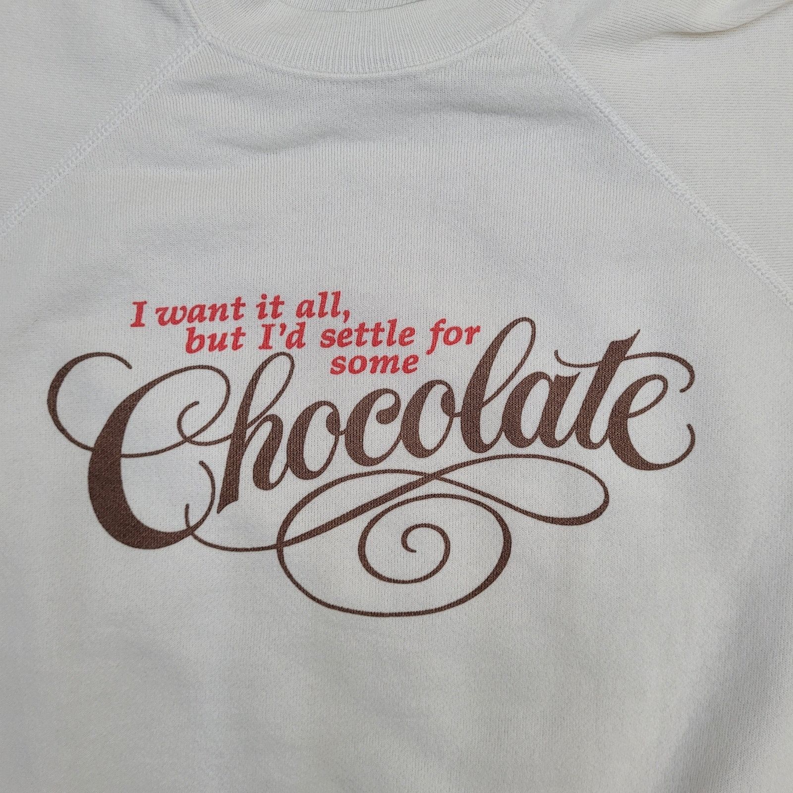Hanes VTG Funny Chocolate Lovers Sweatshirt Womens XL USA Raglan Size XL / US 12-14 / IT 48-50 - 3 Thumbnail