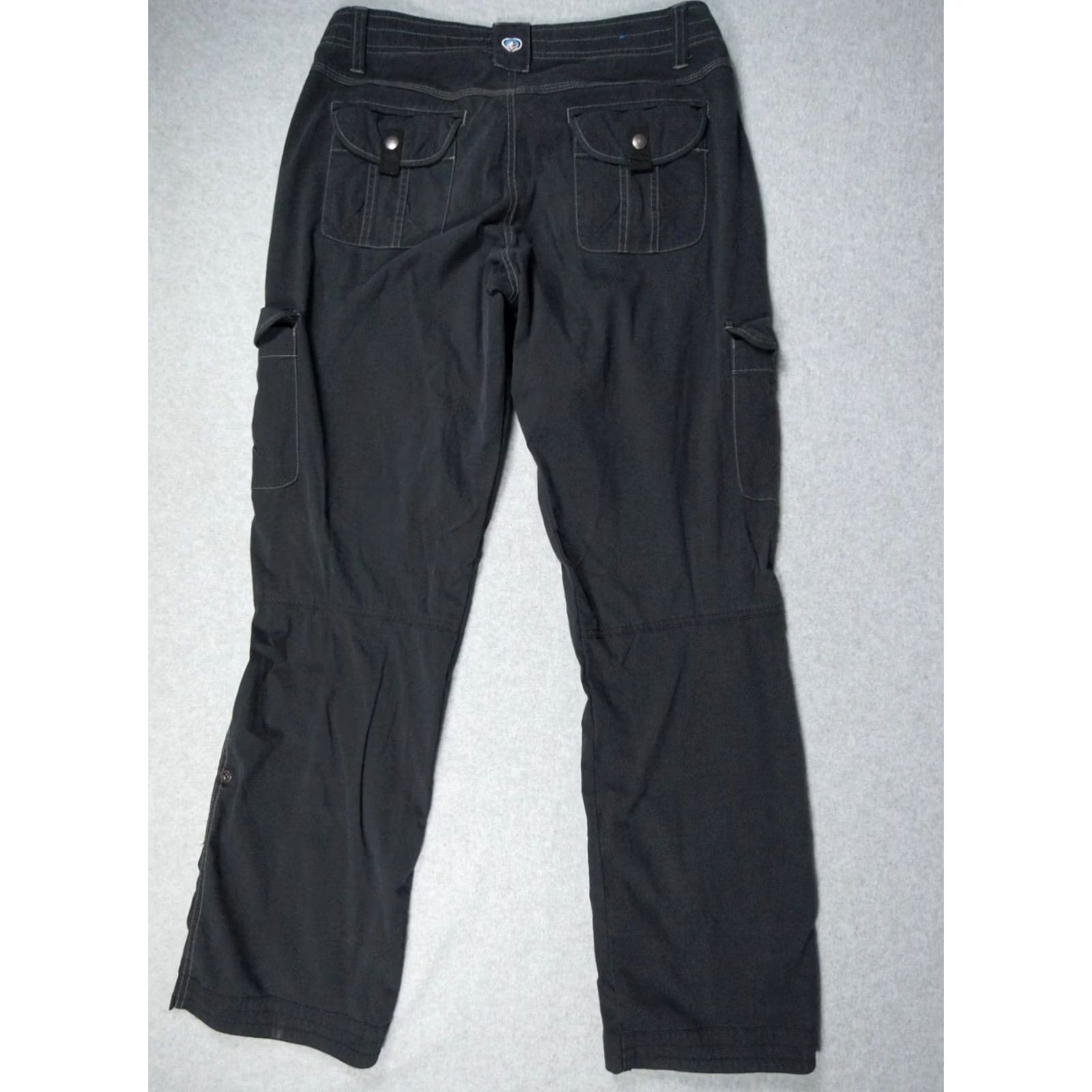 Vintage Kuhl Pants Womens 8 Black Cargo Pockets Stretch Roll Up Leg Vintage Patina Dye Pants Size 30" / US 8 / IT 44 - 5 Thumbnail