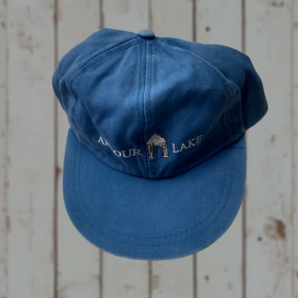 Barbour VINTAGE Arbour Lake Embroidered Snapback Hat Cap Blue Snapback Unisex Adults One Size 80s 90s Adjustable Trucker Cap Size ONE SIZE - 1 Thumbnail