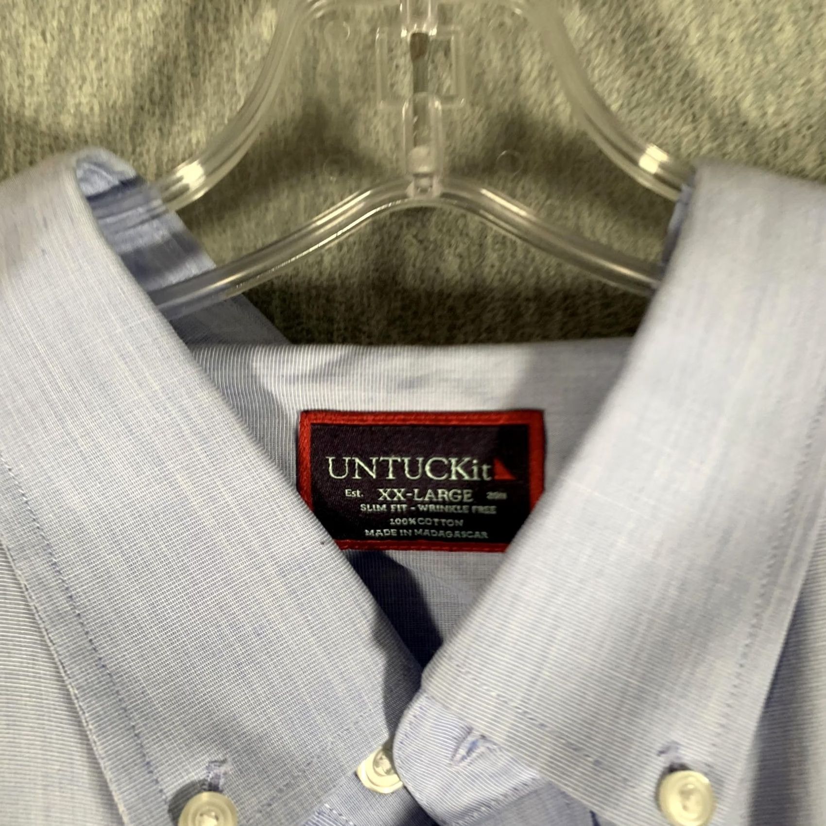 UNTUCKit UNTUCKit Shirt Mens 2XL Blue Slim Fit Wrinkle Free Button Front Long Sleeve Size US XXL / EU 58 / 5 - 5 Thumbnail