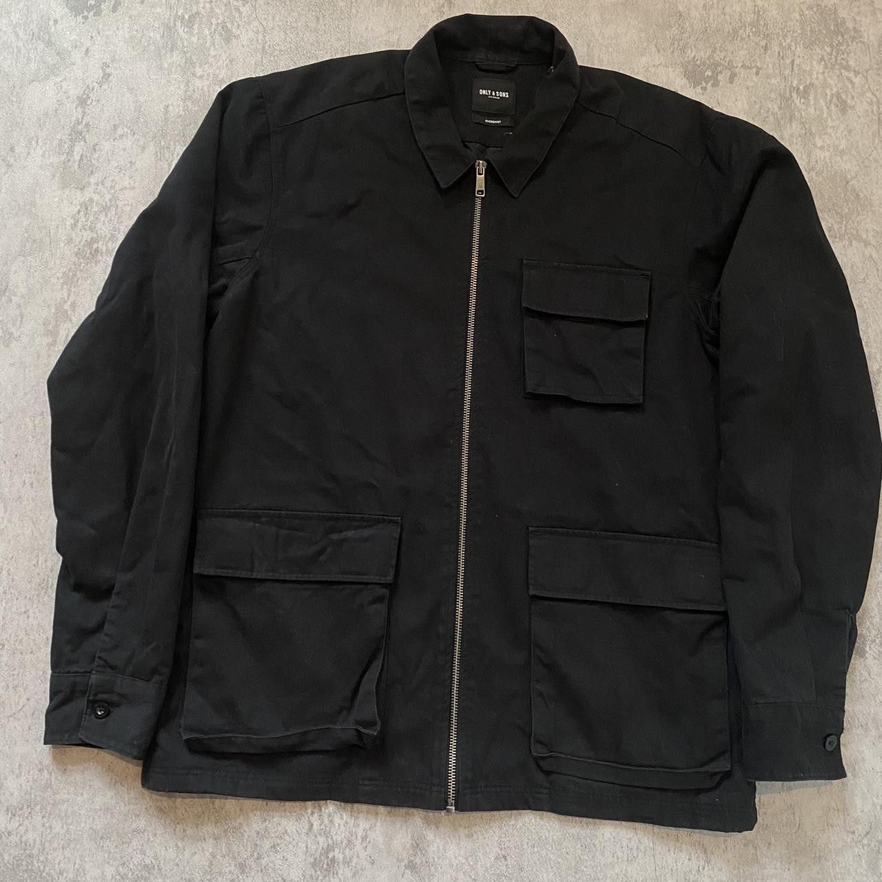 ONLY & SONS Black cotton bomber jacket Coach Multi Pocket Utility Size US M / EU 48-50 / 2 - 1 Thumbnail