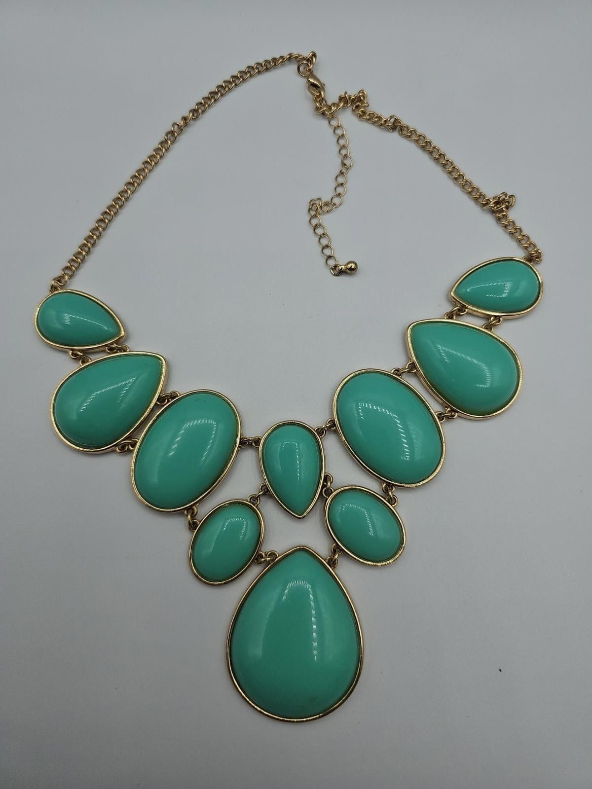 Aquascutum Aqua Acrylic Stone Gold Tone Bib Max Length 18" Necklace Size ONE SIZE - 1 Thumbnail