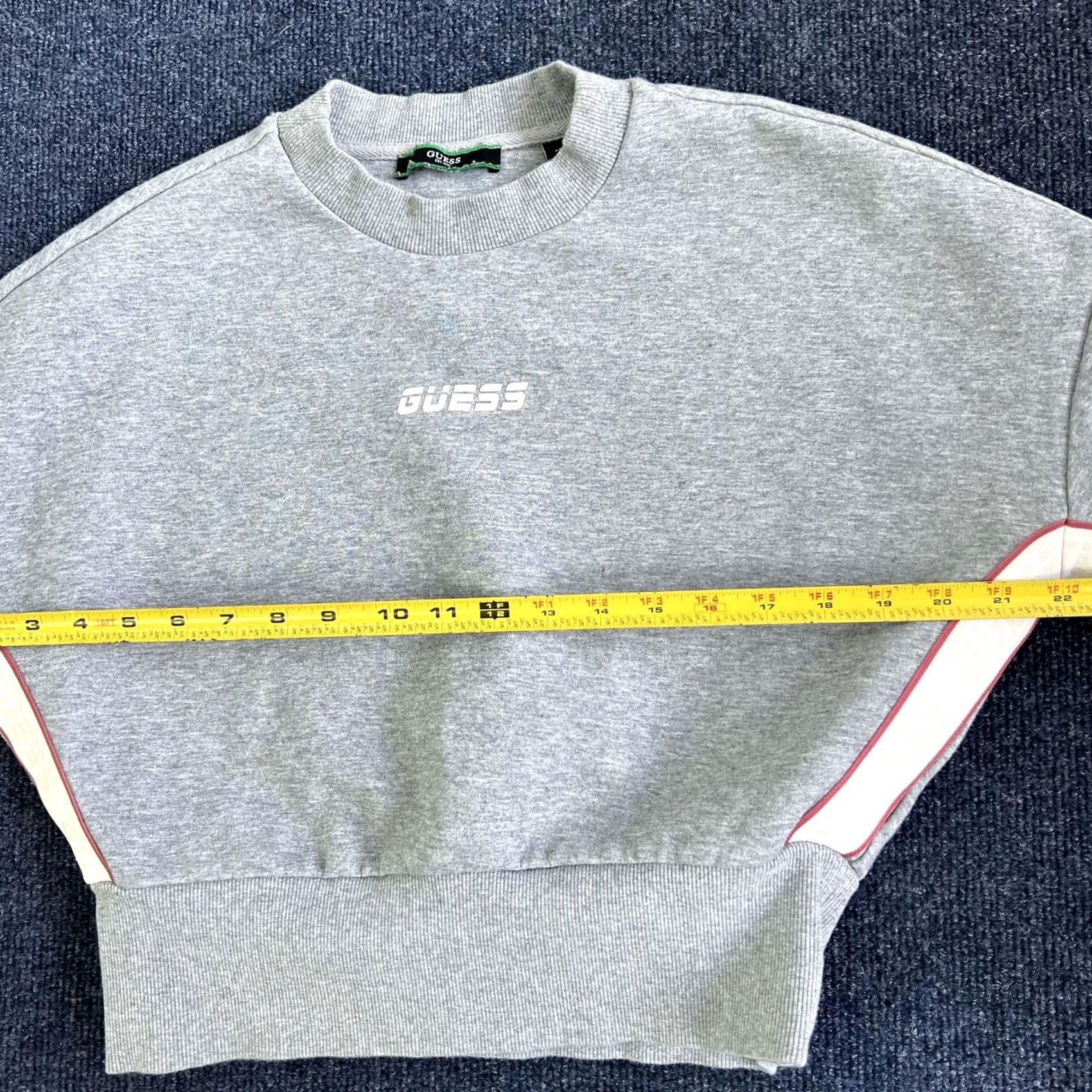 Guess GUESS Sweatshirt Womens XS Gray Cropped Logo Tape Crewneck Fleece Pullover Size XS / US 0-2 / IT 36-38 - 7 Thumbnail