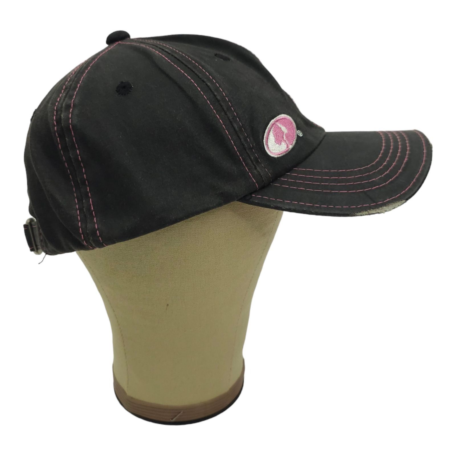 Signatures Mossy Oak Black Pink Distressed Tuck Strap Adjustable Cap Size ONE SIZE - 11 Thumbnail
