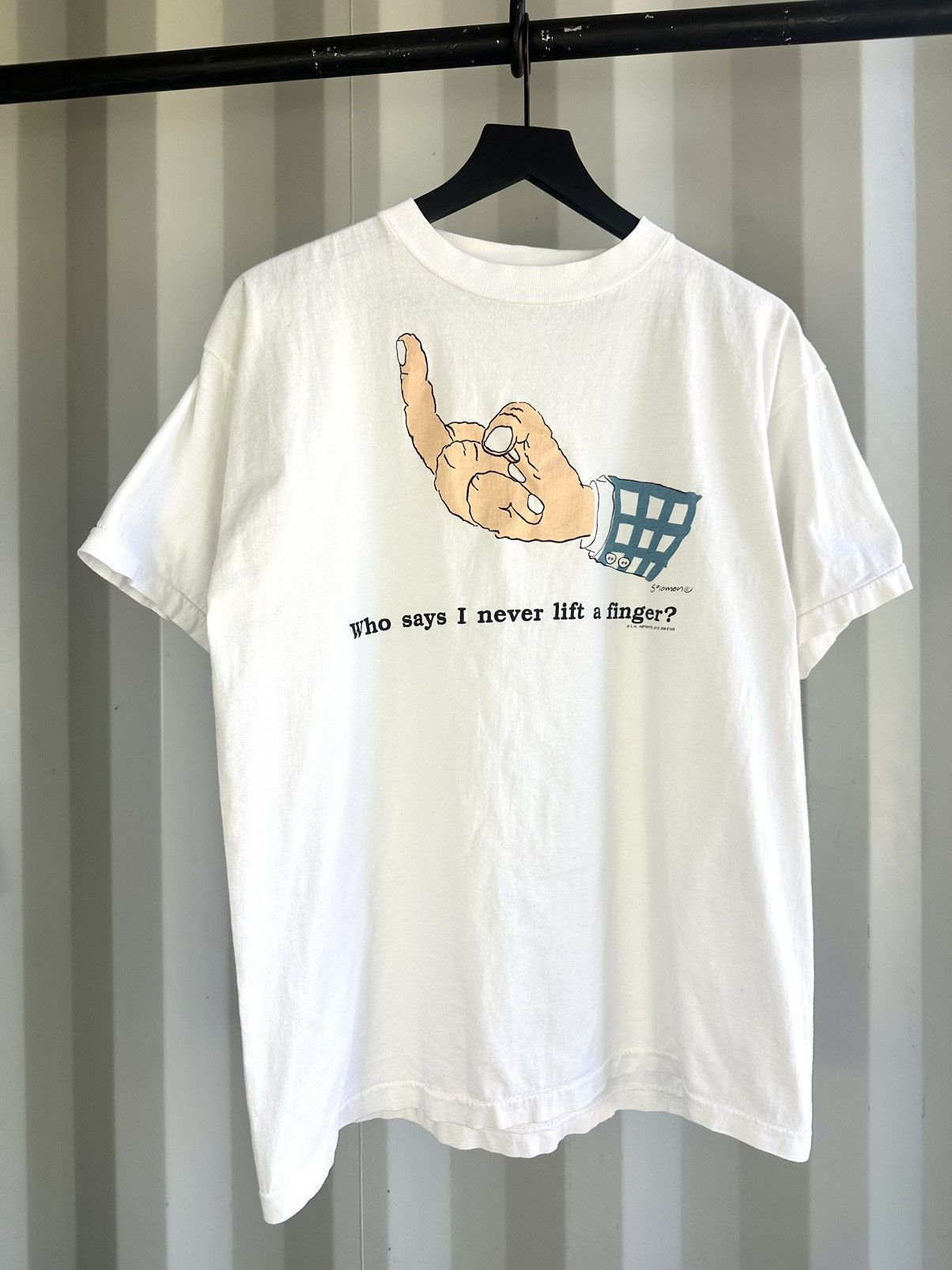 Vintage Who Says I Never Lift a Finger Shirt Distressed Faded Size US XL / EU 56 / 4 - 2 Thumbnail
