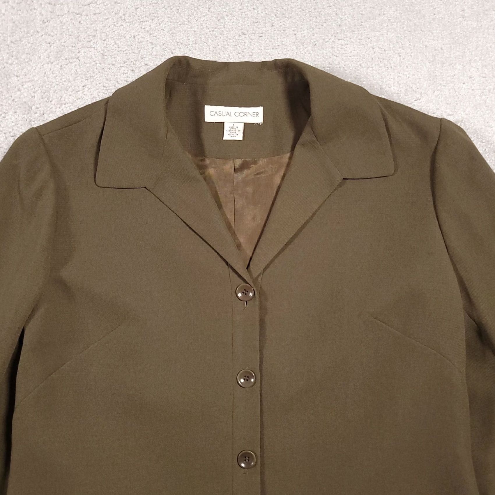 Vintage Casual Corner Shirt Womens L Brown Button Women Neck Business Blazer Lined Size L / US 10 / IT 46 - 3 Thumbnail