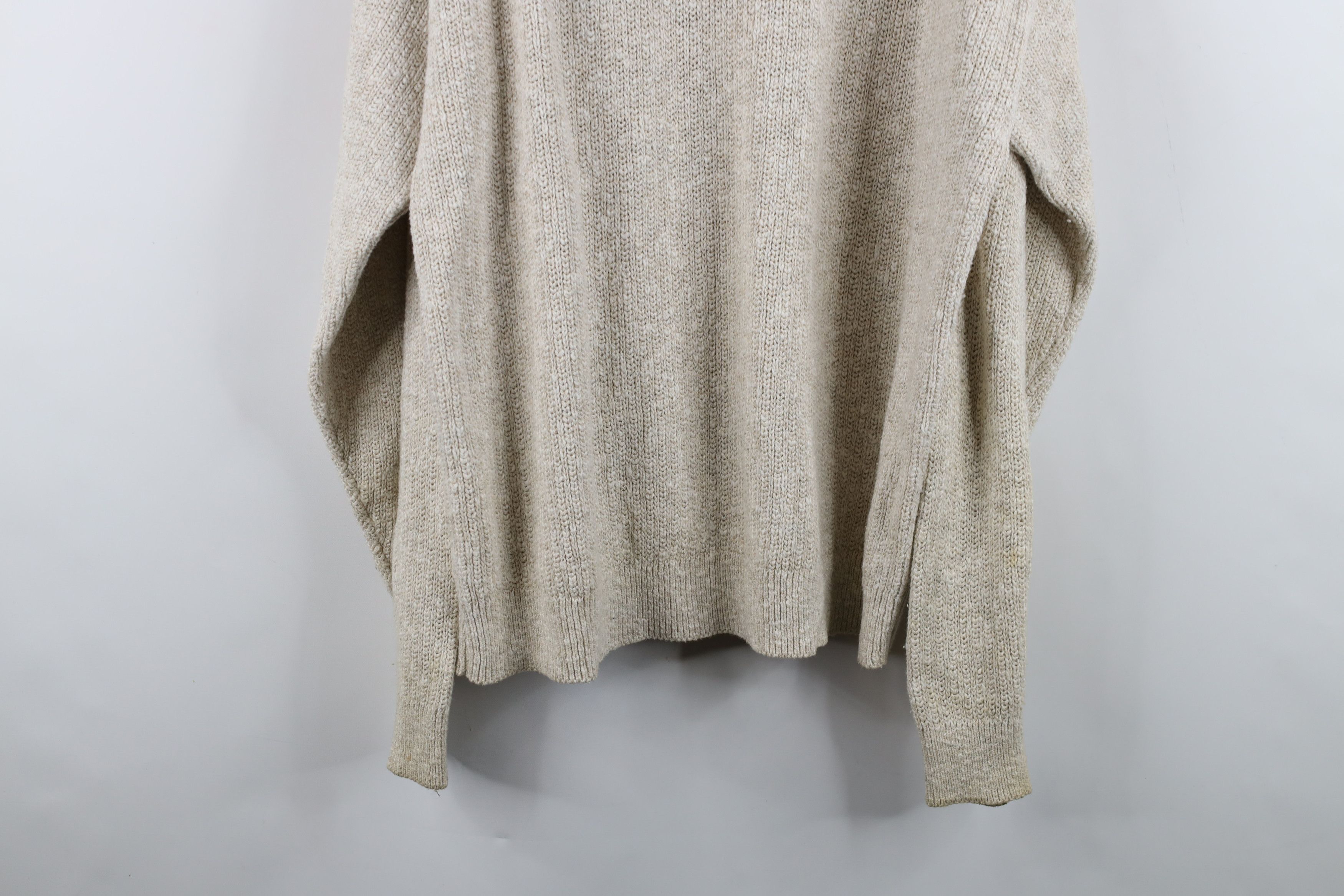 L.L. Bean Vintage 70s LL Bean Jute Blend Ribbed Knit Sweater Beige USA Size US XL / EU 56 / 4 - 12 Thumbnail