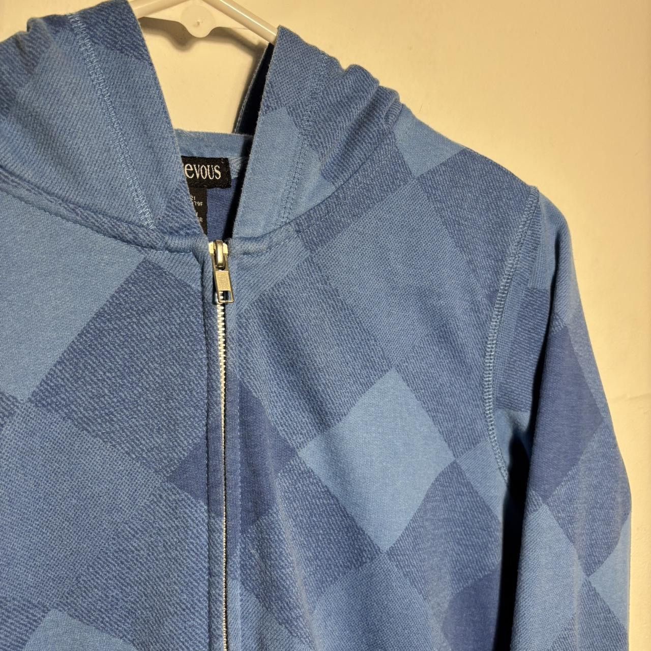 Vintage Early 2000s Miss Chievous Blue Argyle Zip Hoodie Size M / US 6-8 / IT 42-44 - 3 Thumbnail