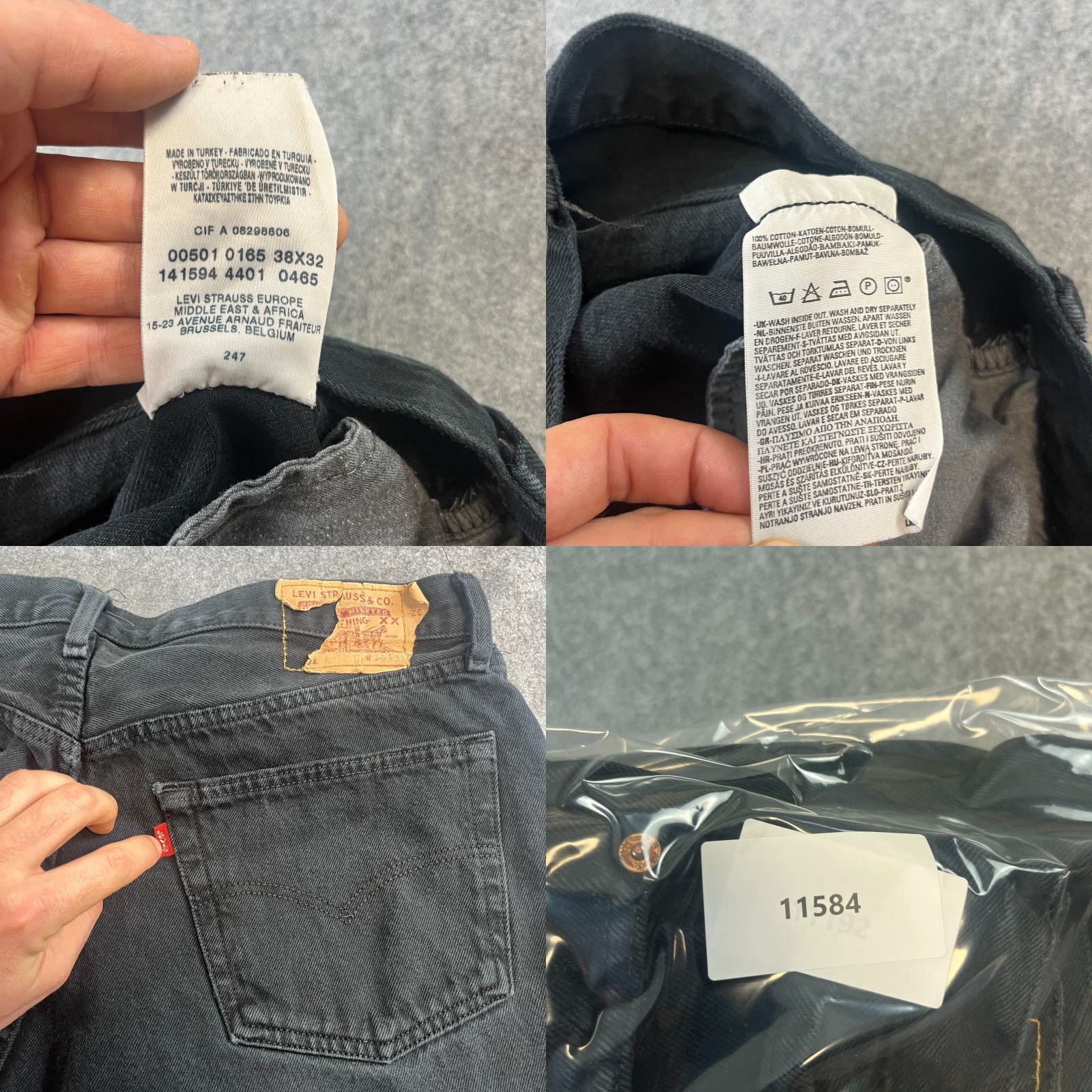 Levi's VINTAGE Levi's 501 Jeans Mens Straight 36 32 Dark Grey Button Fly 90s Levi's 501 Series Regular Denim Cotton 5-Pocket Mens Jeans Size US 36 / EU 52 - 8 Thumbnail