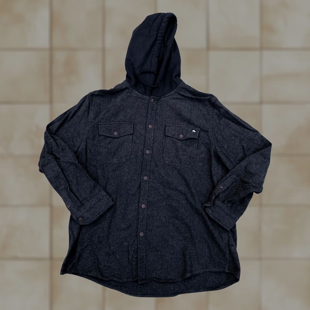Quiksilver VTG QUICKSILVER Button Snap Hoodie Jacket Shirt Men's XL Grey Long Sleeve Cotton Size US XL / EU 56 / 4 - 1 Thumbnail