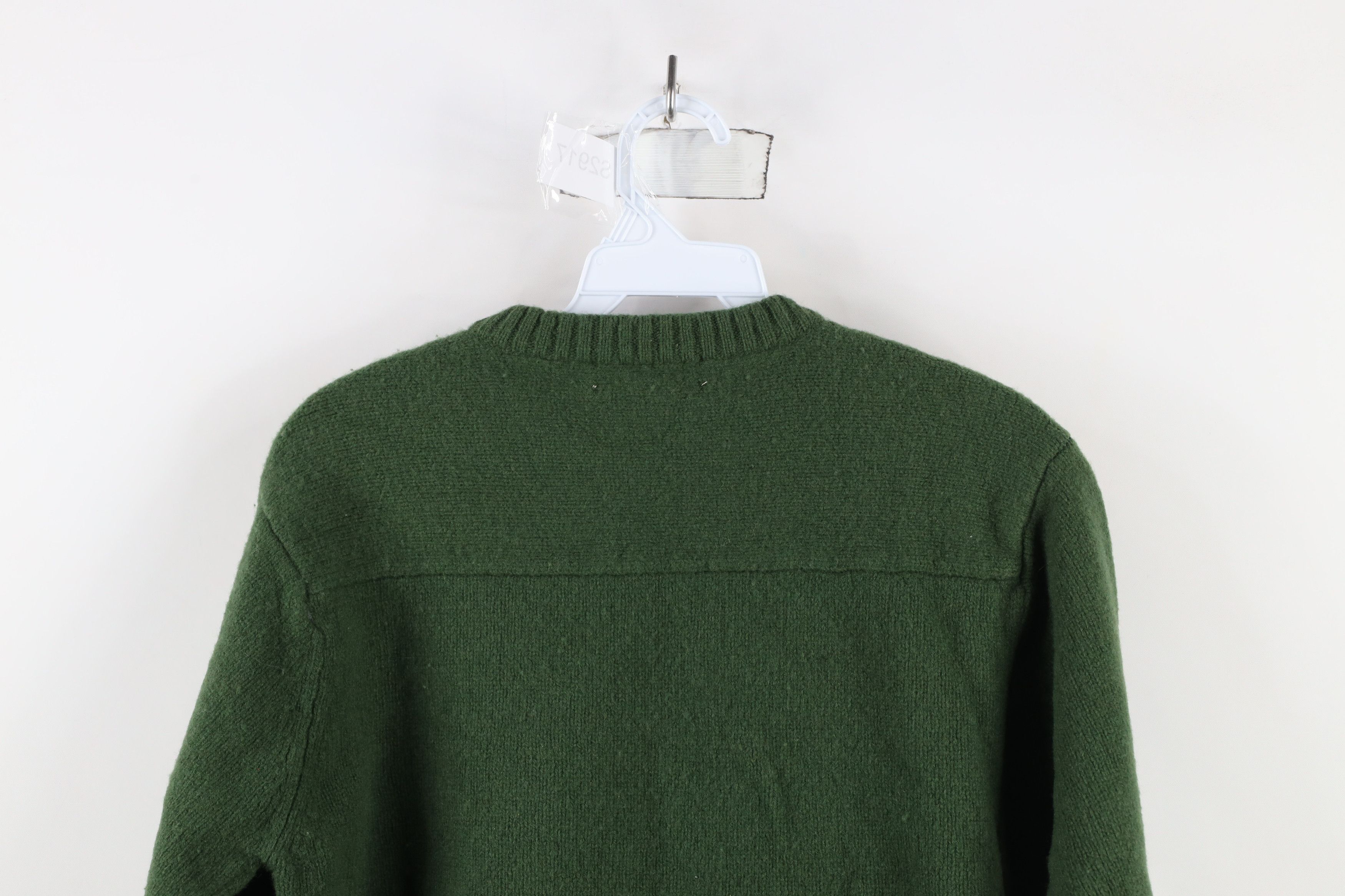 J.Crew × Vintage Vintage 90s J Crew Blank Wool Knit V-Neck Sweater Green Size L / US 10 / IT 46 - 6 Thumbnail