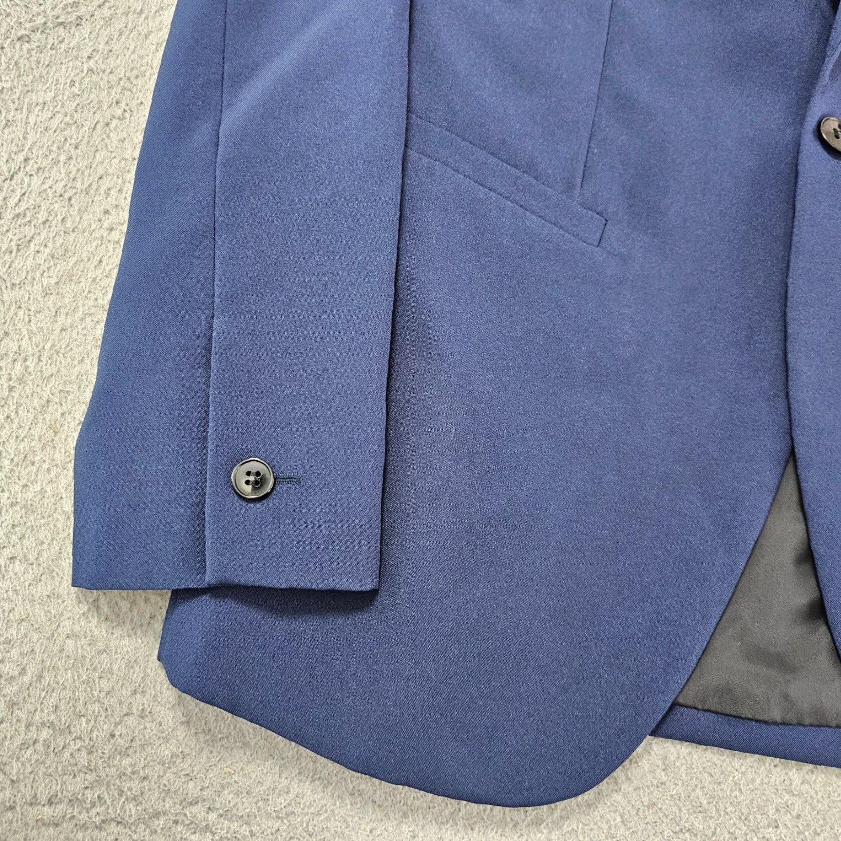 H&M H&M Blazer Mens 38S Blue Slim One-Button Notch Lapel Single-Breasted Short Jacket Coat Suit Jacket Blazer Shirt? Size 38R - 3 Thumbnail