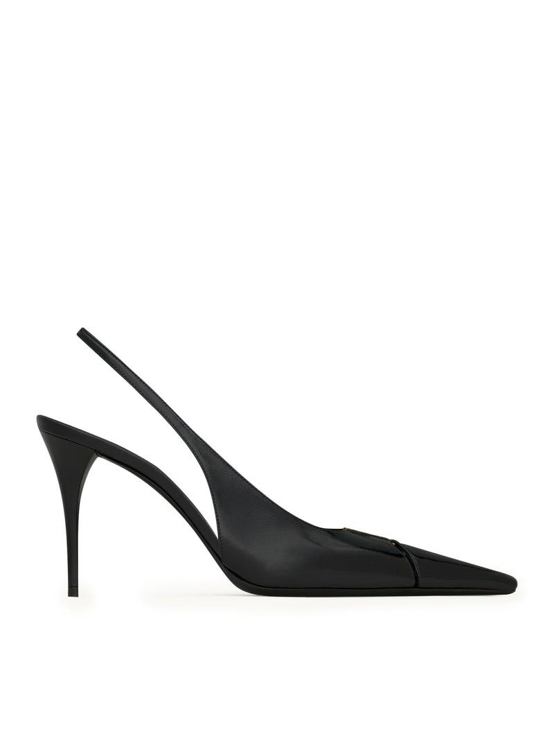 Saint Laurent Paris Babylone Breteuil Open Back Pump In Smooth Leather Shoes, Women's (Size 7)