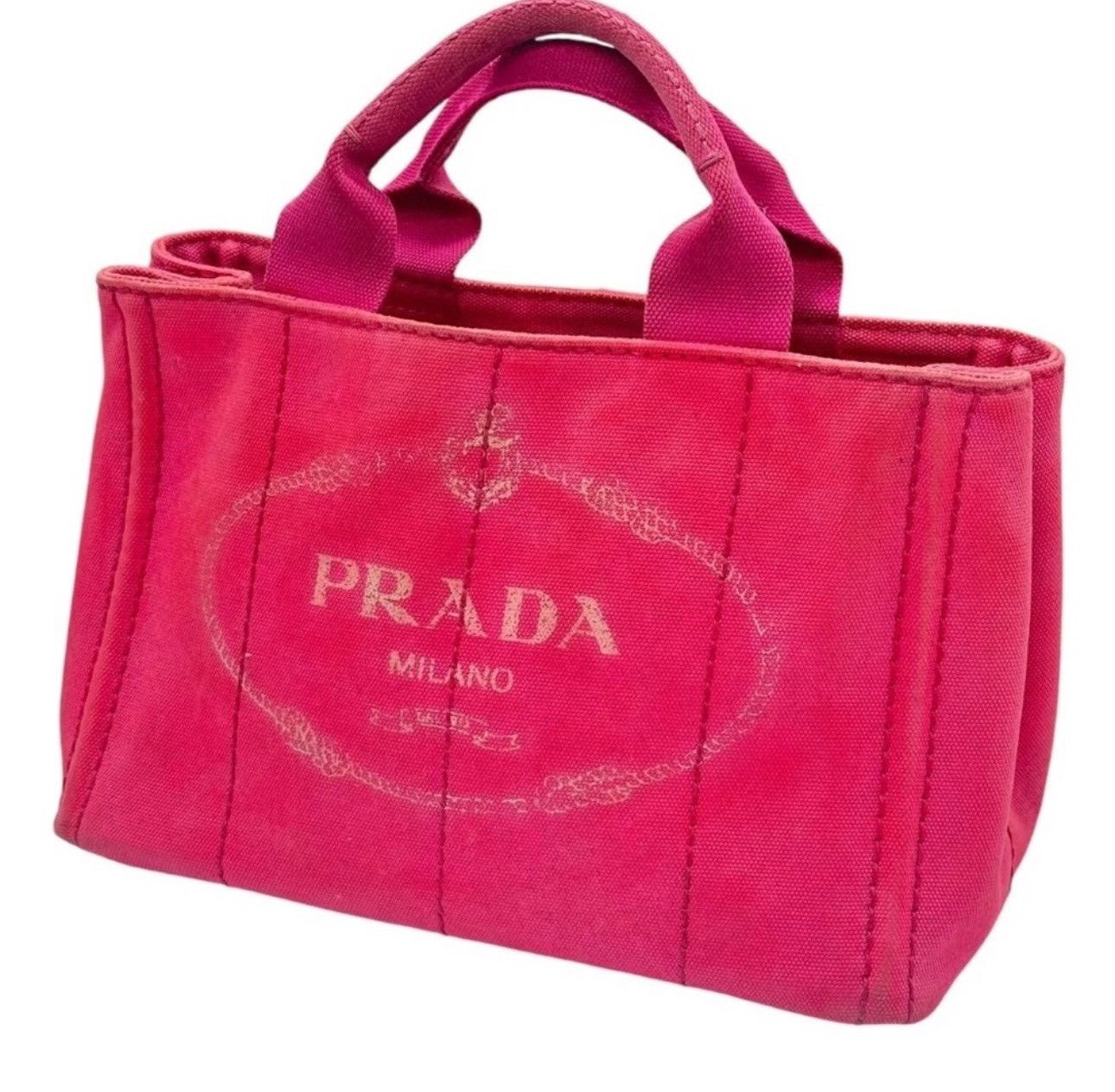 PRADA Logo Canapa Mini Canvas Hand Bag Tote