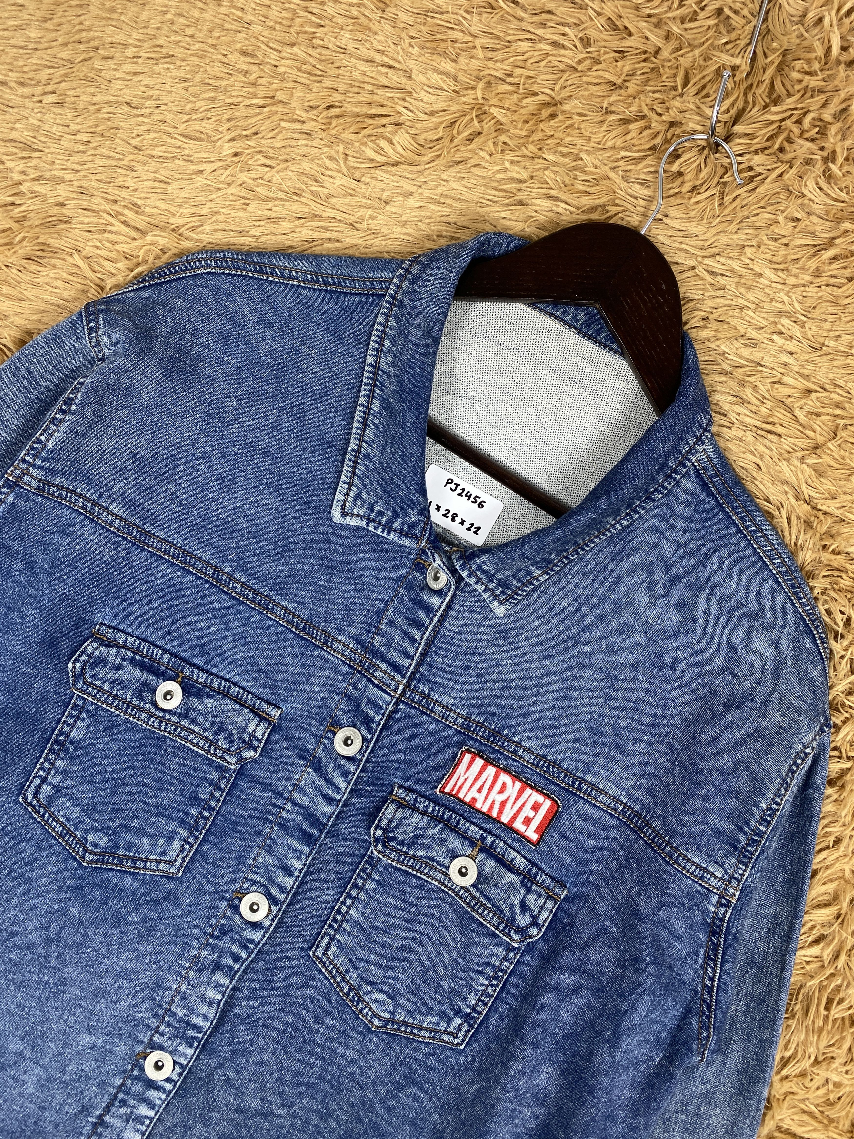 Japanese Brand Vintage Marvel Denim Pattern Jacket PJ2456 Size US M / EU 48-50 / 2 - 2 Thumbnail
