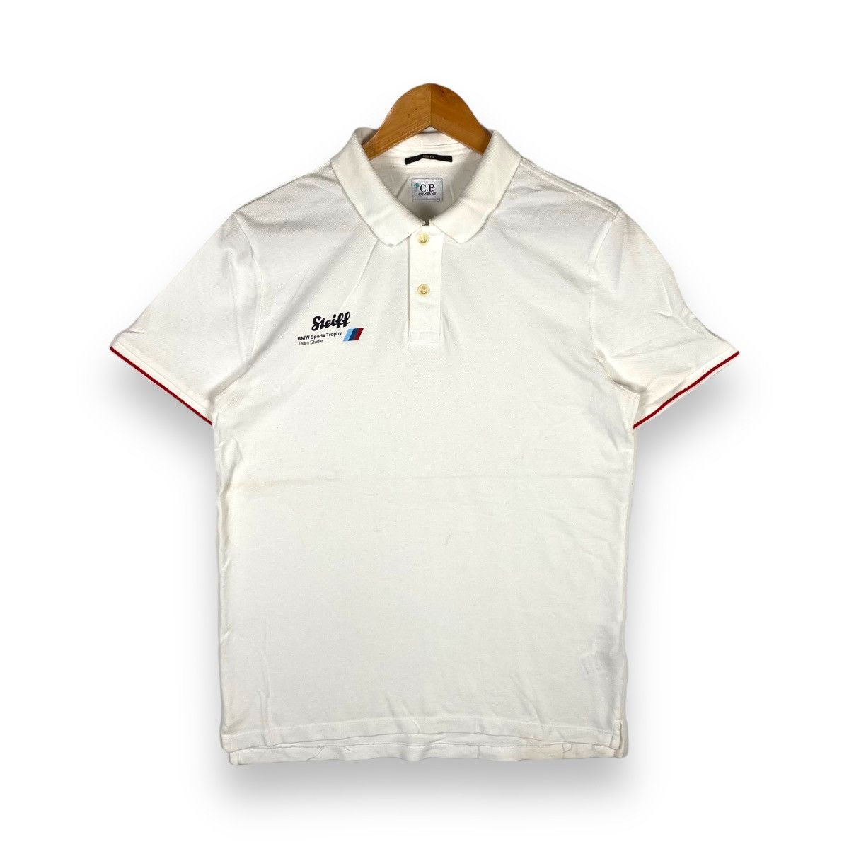 image of C.p. Company Bmw Sports Trophy Slim Fit Polo Tee in White, Men's (Size Large)