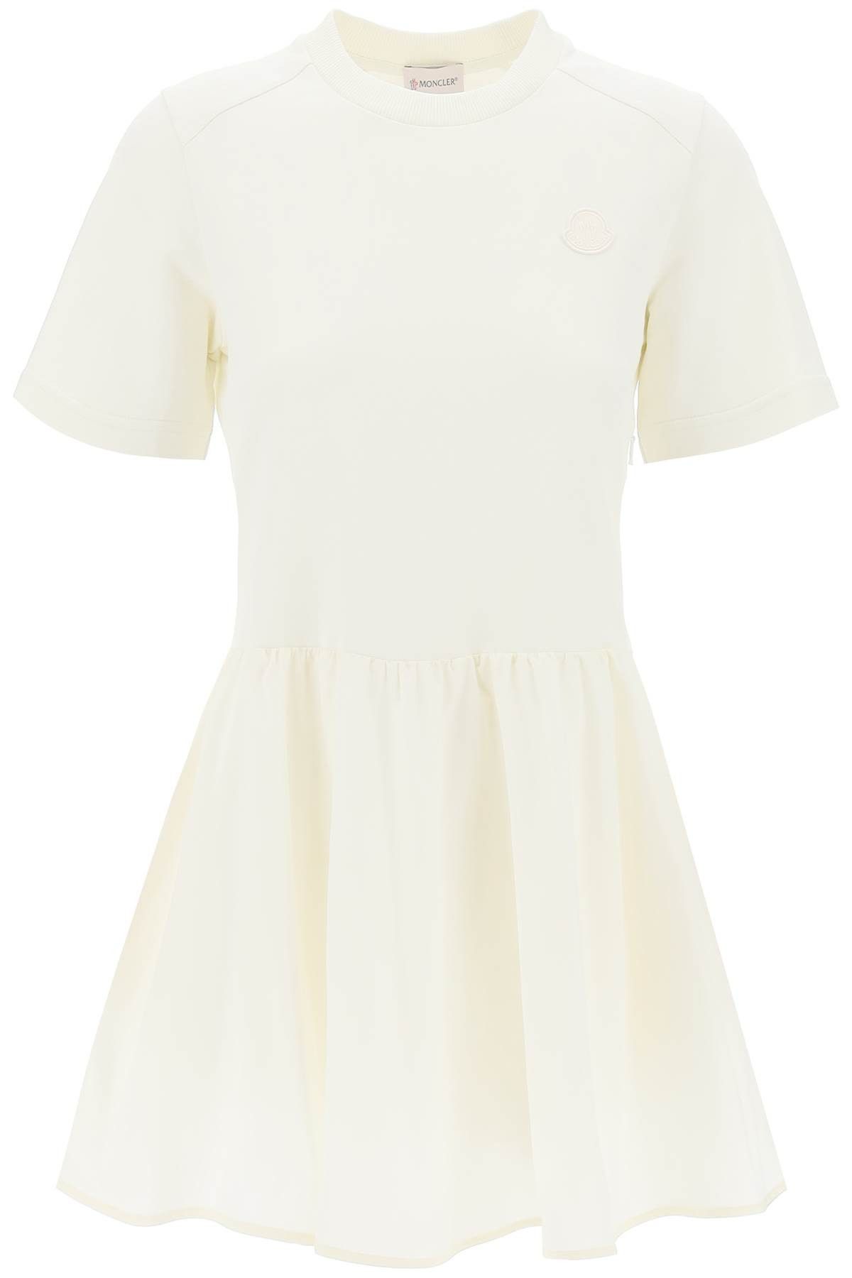 image of Moncler Two-Tone Mini Dress With in Natural, Women's (Size Small)