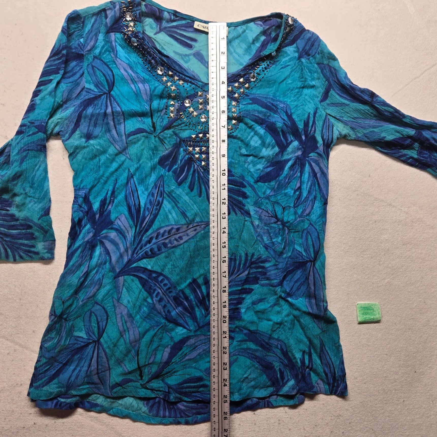 Vintage VINTAGE Cato Shirt 3/4 Sleeve Henley Blue Adult Women's S Small Rhinestone 90s Theme Clothing Size S / US 4 / IT 40 - 7 Thumbnail