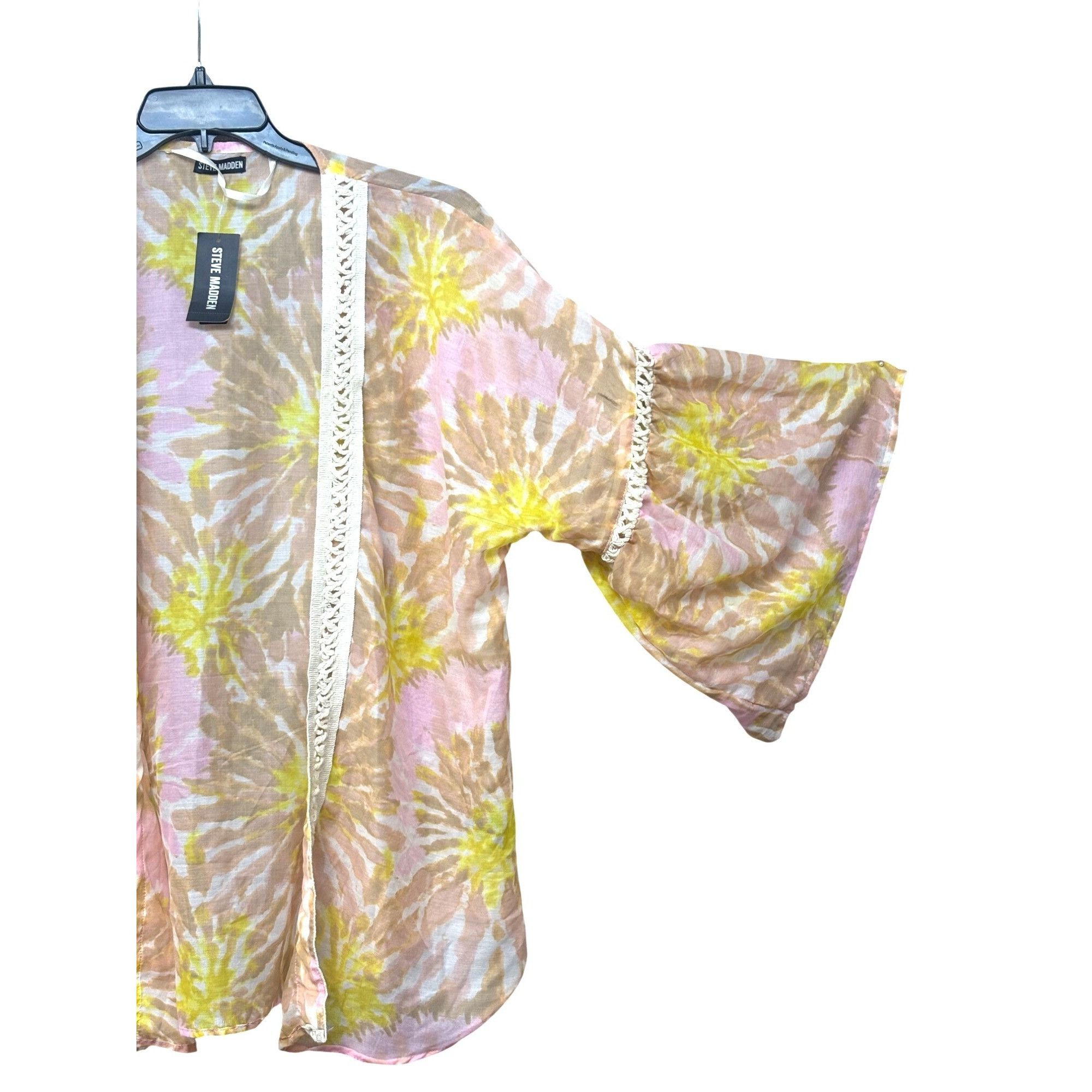 Steve Madden Steve Madden Crochet-Trim Tie-Dyed Kimono, Pink, OS Size ONE SIZE - 5 Thumbnail