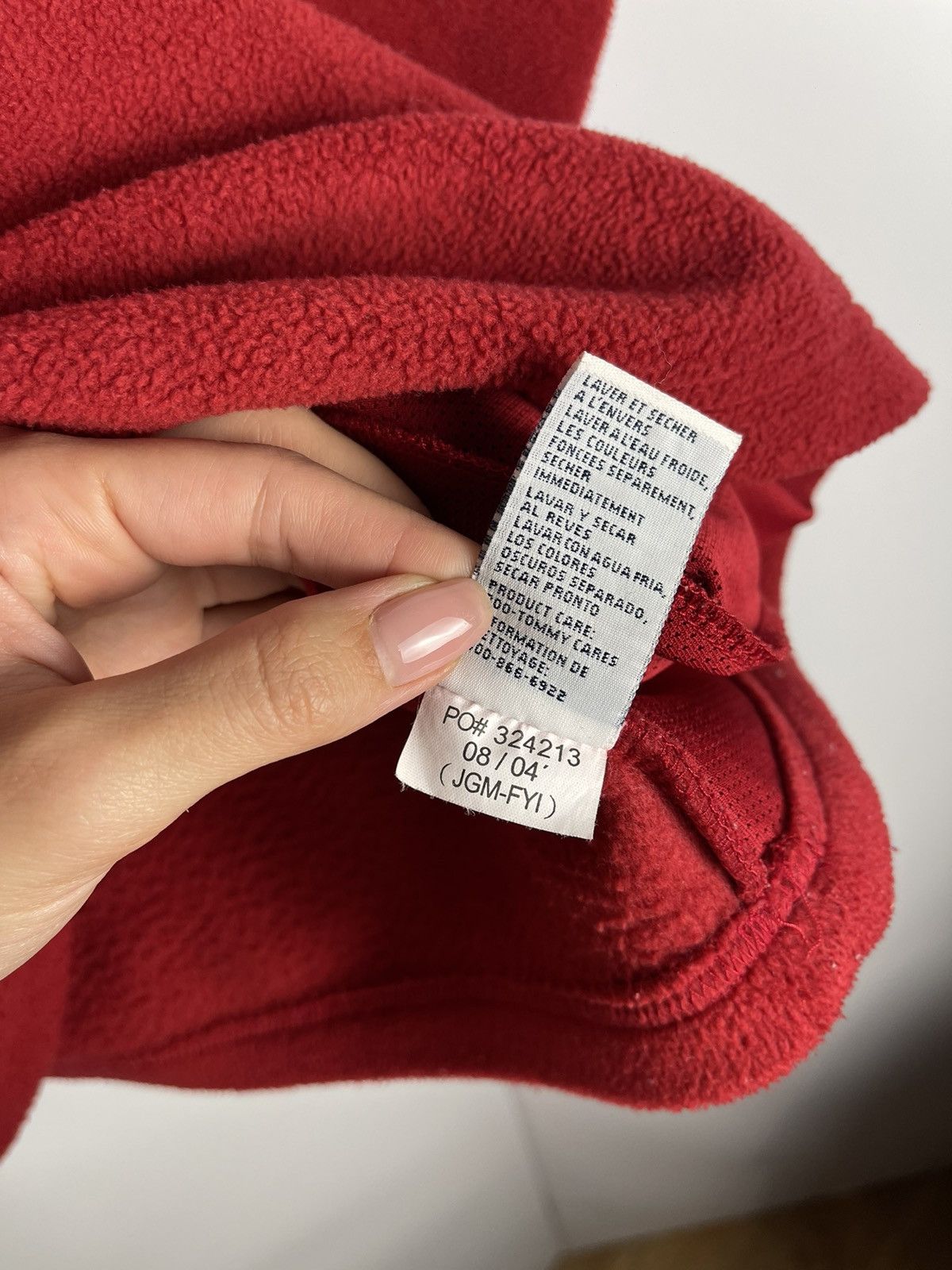 Tommy Hilfiger × Vintage Vintage Tommy Hilfiger fleece sweatshirt sweater red hoodie Size L / US 10 / IT 46 - 12 Thumbnail