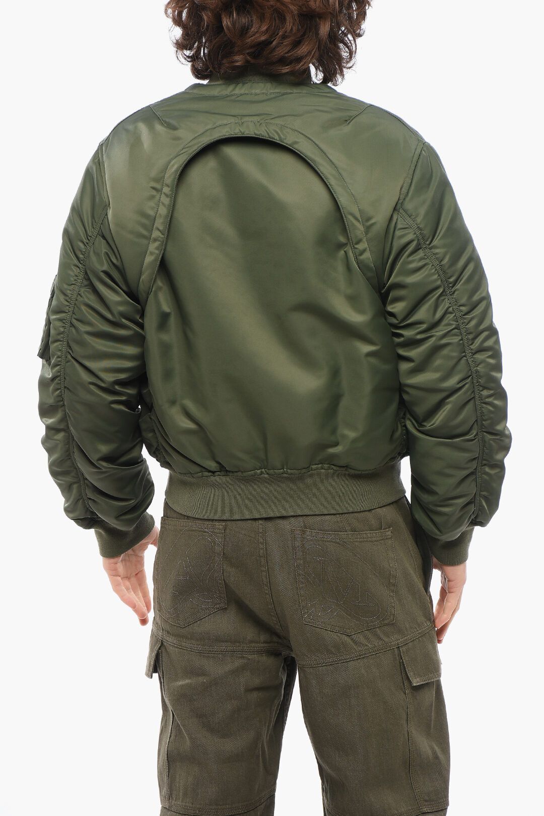 Alexander McQueen og1mm0925 Padded Bomber Jacket in Military Green Size US M / EU 48-50 / 2 - 2 Thumbnail