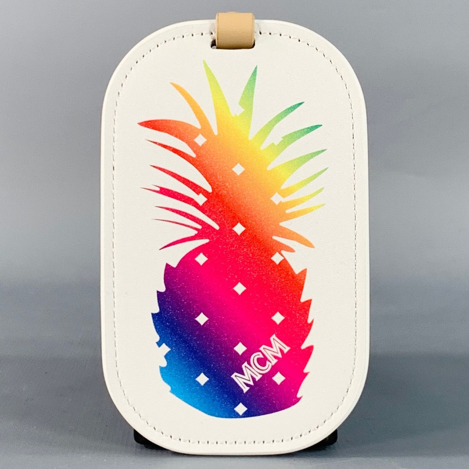 MCM MCM White Rainbow Leather Pineapple Luggage Tag Size ONE SIZE - 1 Thumbnail