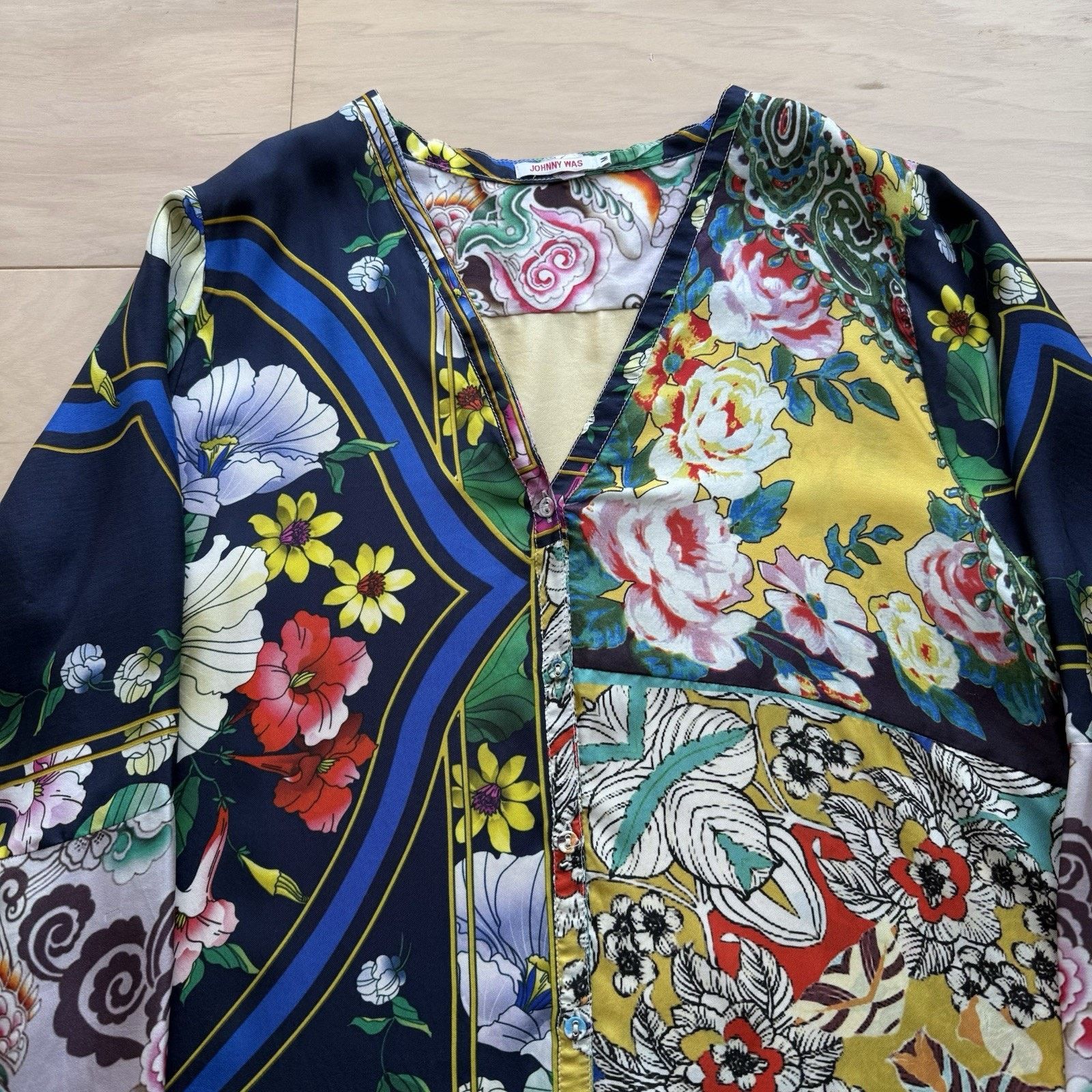 Designer × Johnny Was Johnny Was Silk Cardigan Women's Medium Multicolor Art Size M / US 6-8 / IT 42-44 - 3 Thumbnail
