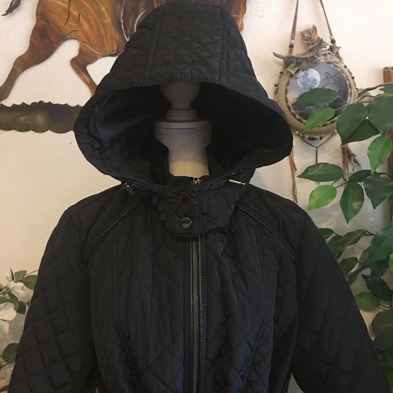 Other Sebby black quilted zipper hood belted jacket NWT Size XXL / US 16-18 / IT 52-54 - 5 Thumbnail