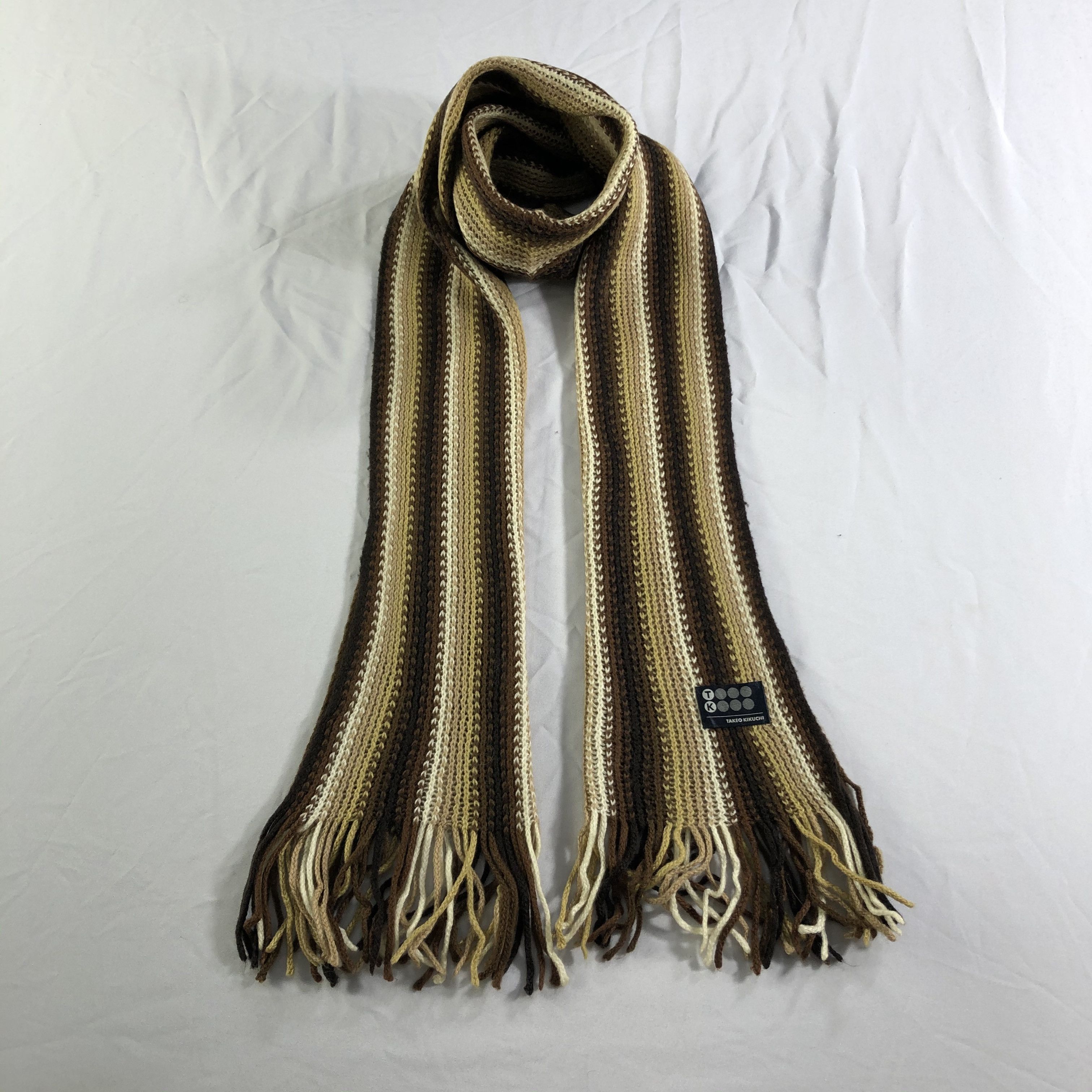 Takeo Kikuchi Takeo Kikuchi Striped Knit Scarf Muffler Neckwear V2360 Size ONE SIZE - 1 Thumbnail