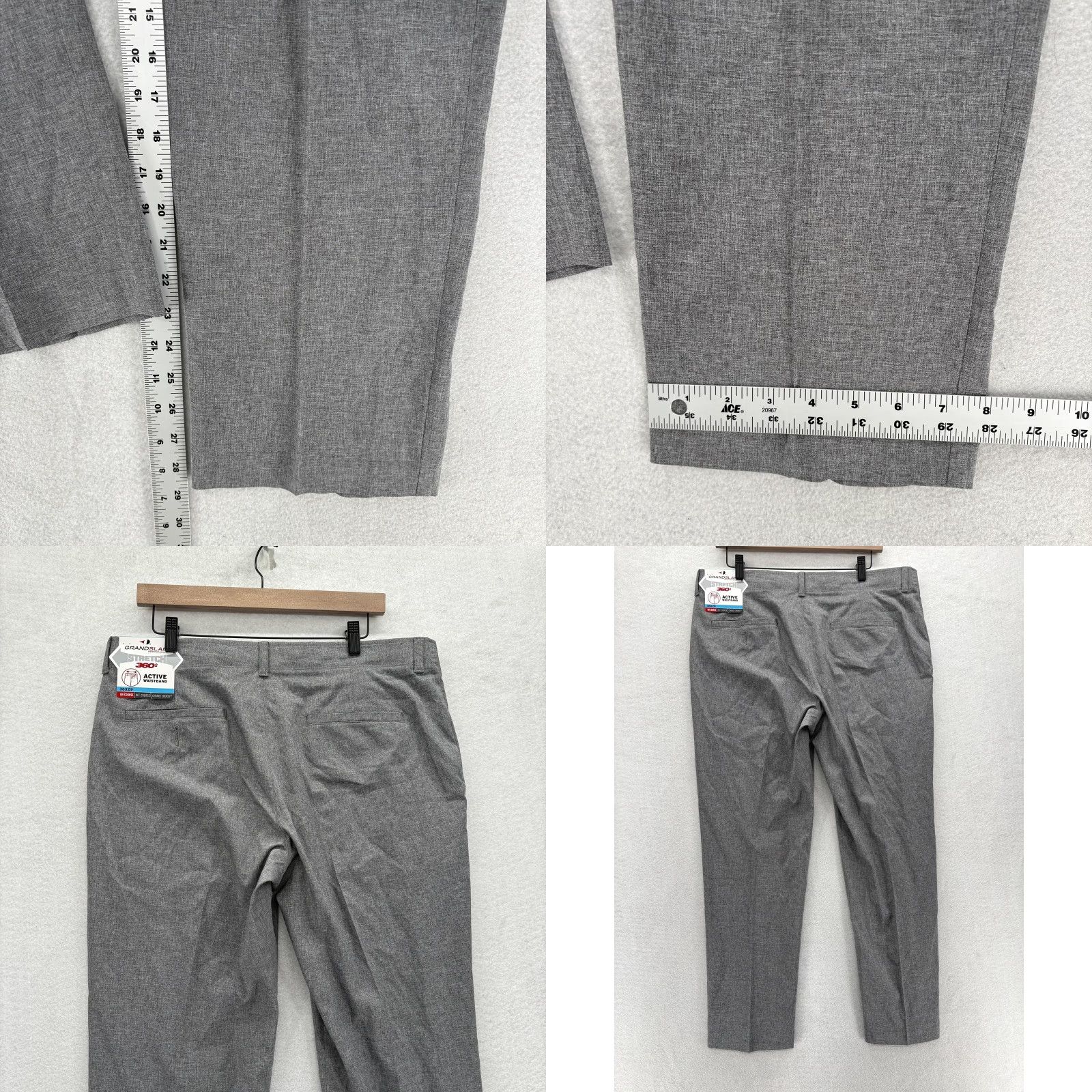 Vintage Grand Slam Pants Mens 36x29 Gray Performance Stretch 360 Golf Active Waistband Size US 36 / EU 52 - 8 Thumbnail