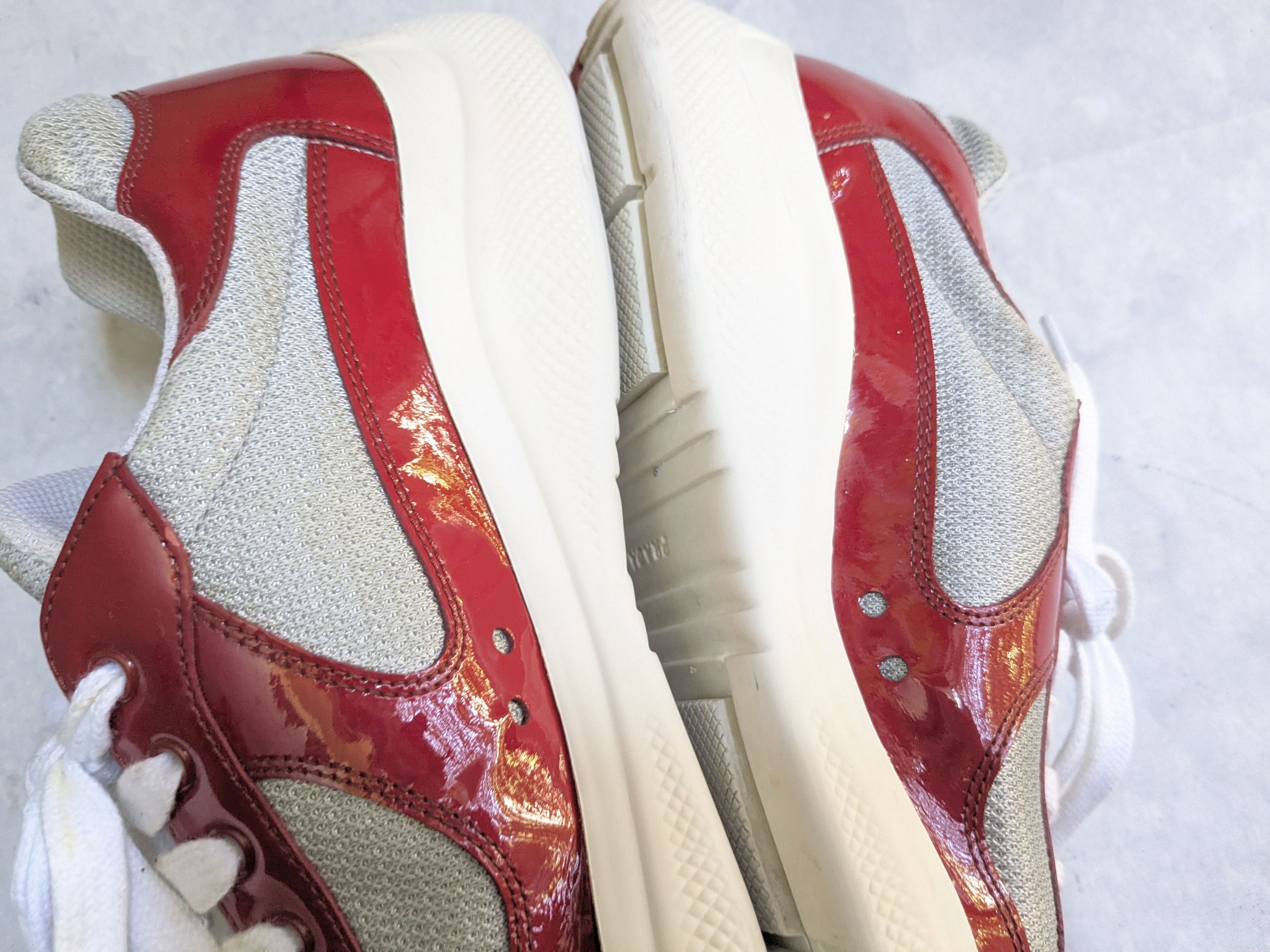 Prada Prada America's Cup Sneakers Red Patent Leather 11.5 White Size US 11.5 / EU 44-45 - 8 Thumbnail