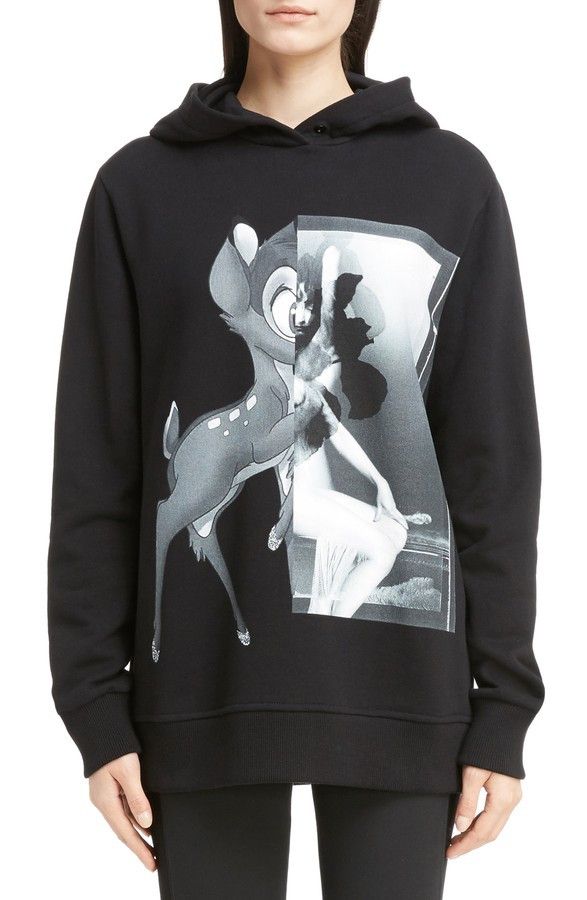 Givenchy Black Monochrome Bambi Hoodie Size XS / US 0-2 / IT 36-38 - 1 Thumbnail