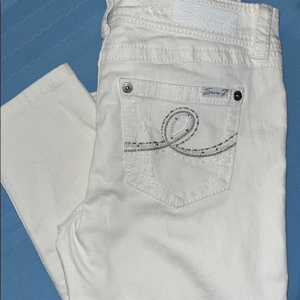 Seven 7 Seven 7 White Distressed Skinny Jeans Size 30" / US 8 / IT 44 - 4 Thumbnail
