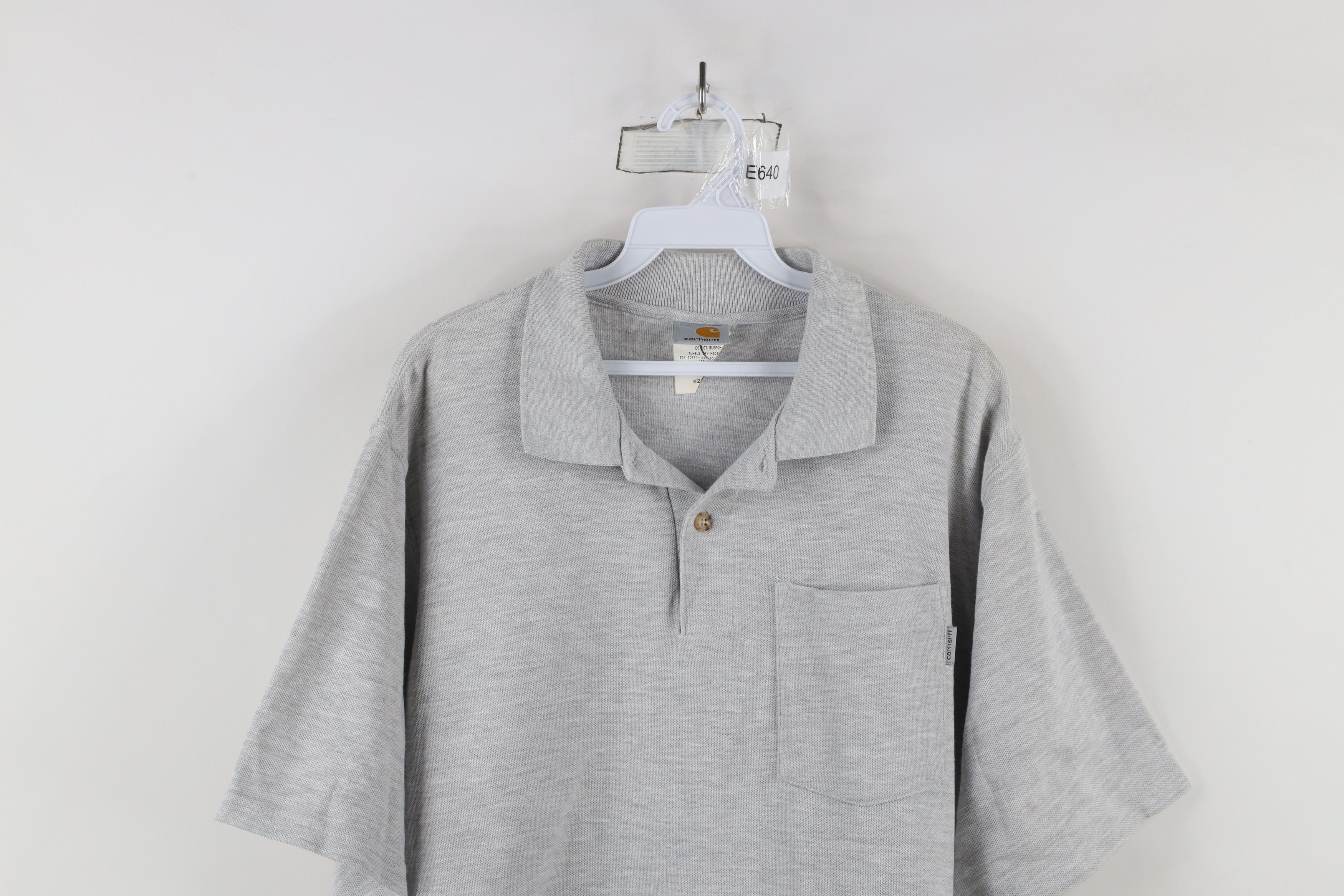 Carhartt × Vintage Vintage 90s Carhartt Short Sleeve Collared Polo Shirt Gray Size US M / EU 48-50 / 2 - 2 Thumbnail