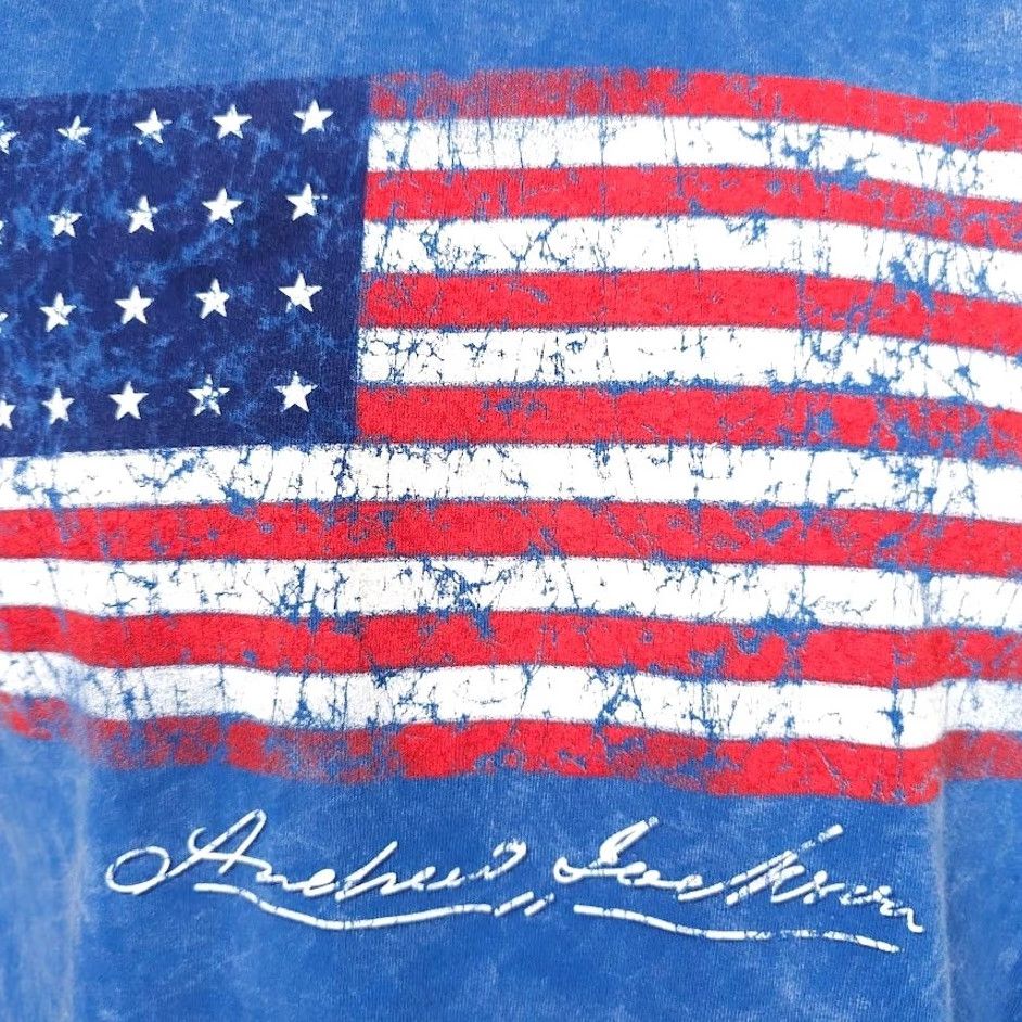 Vintage VINTAGE American Flag T Shirt Mens Size Medium Blue Andrew Jackson Signature Size US M / EU 48-50 / 2 - 3 Thumbnail