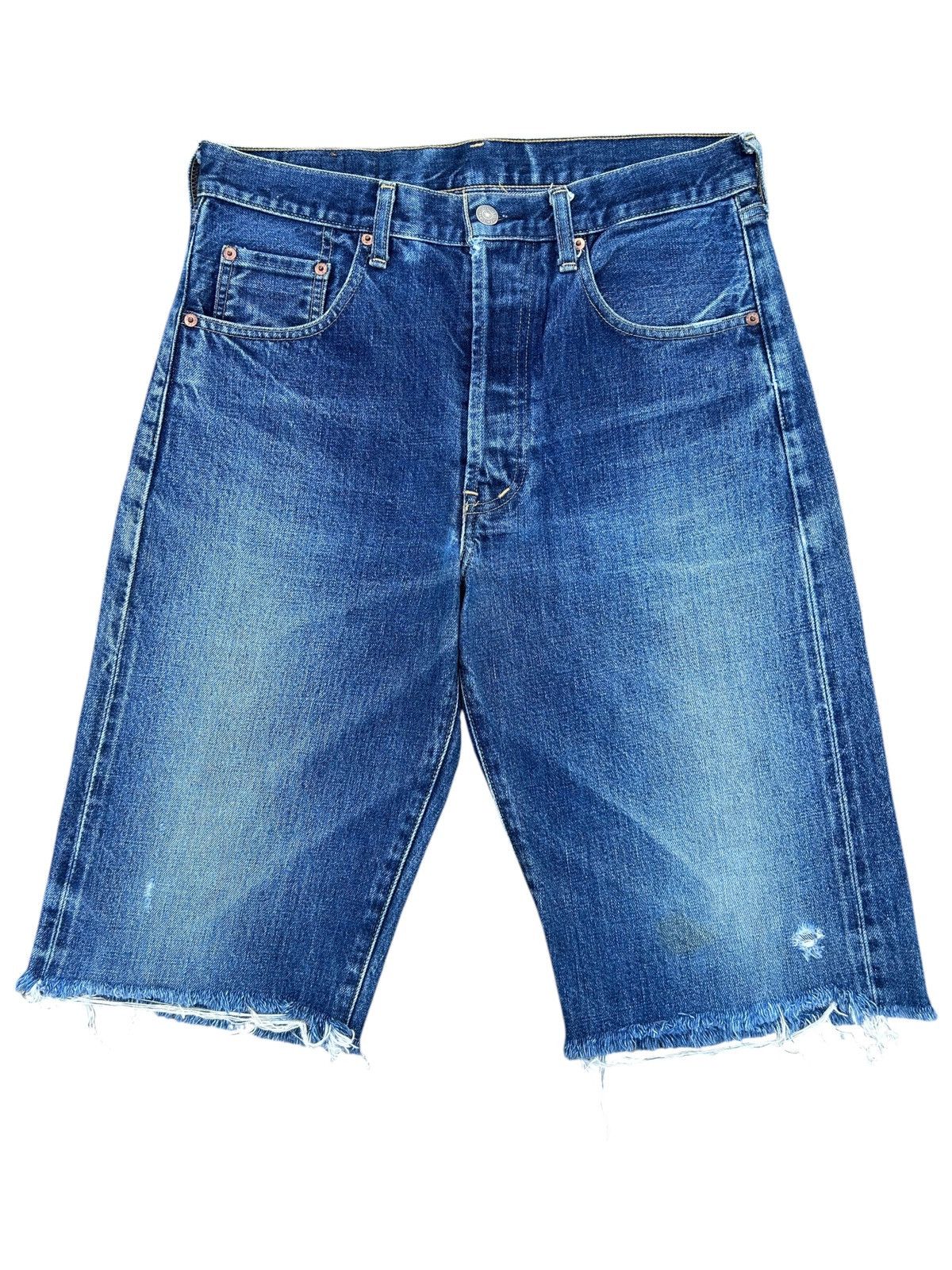 Kapital Vintage Levis Big E Selvedge Short Distressed Denim jeans Size US 33 - 1 Thumbnail