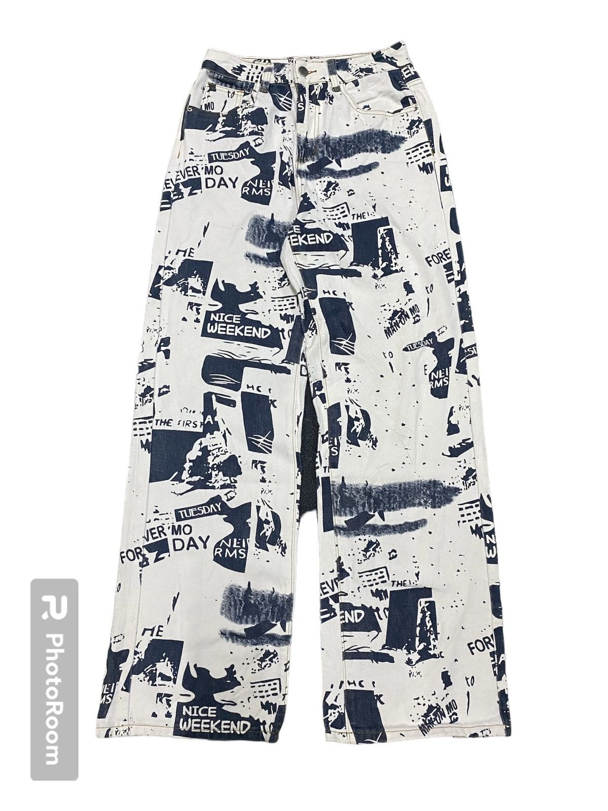 image of Hysteric Glamour x Shein High Waist Graphic Print Wide Leg Jeans, Women's (Size 27)