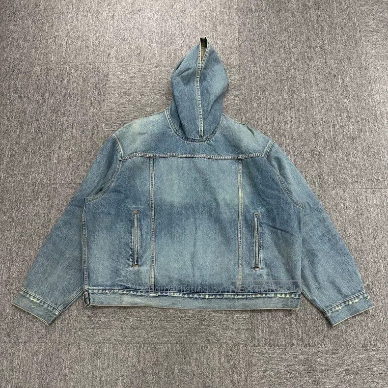 Balenciaga Balenciaga Distressed Denim Hoodie Size US S / EU 44-46 / 1 - 1 Thumbnail