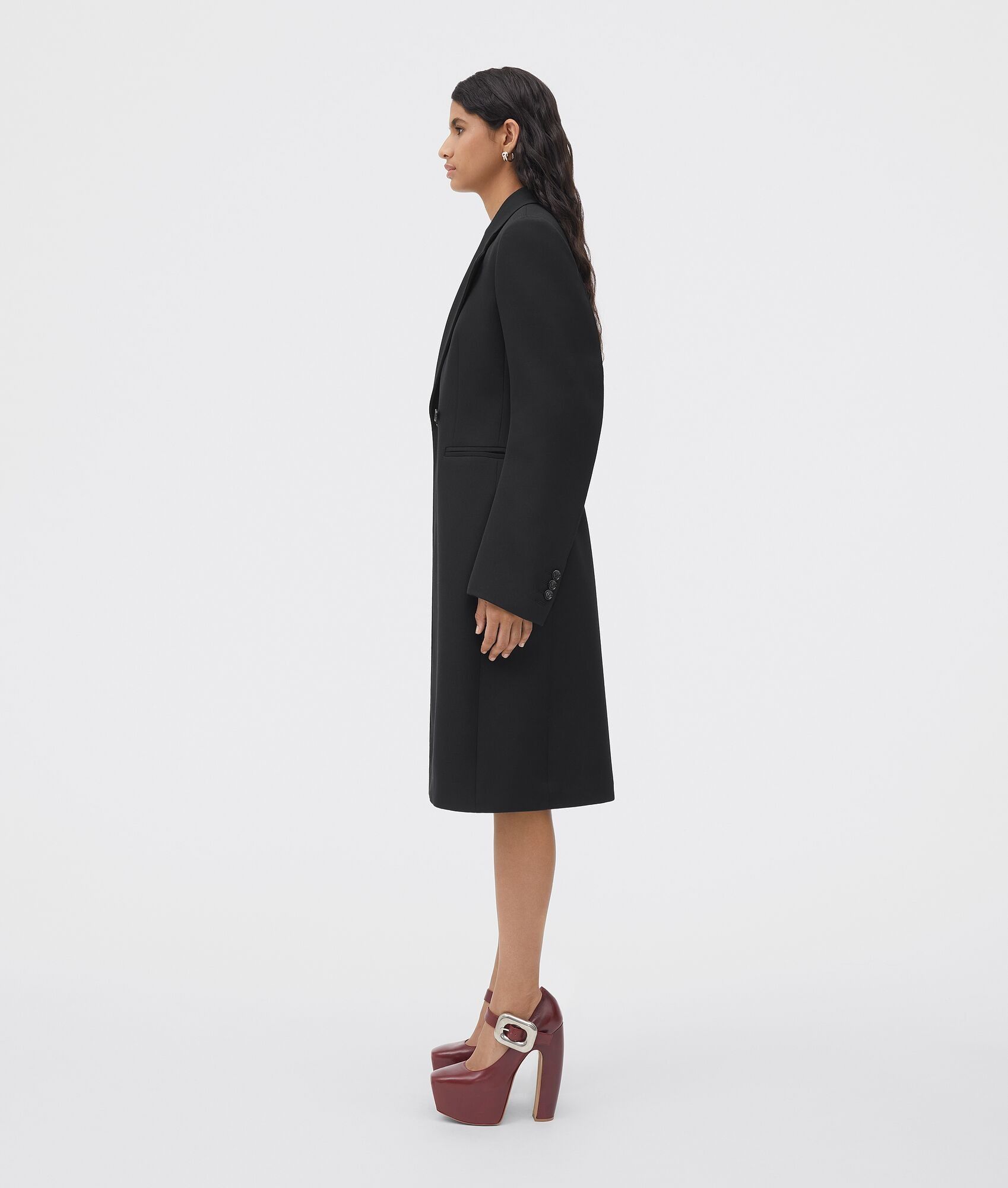Bottega Veneta o1n1vont1224 Compact Wool Coat in Black Size M / US 6-8 / IT 42-44 - 2 Thumbnail