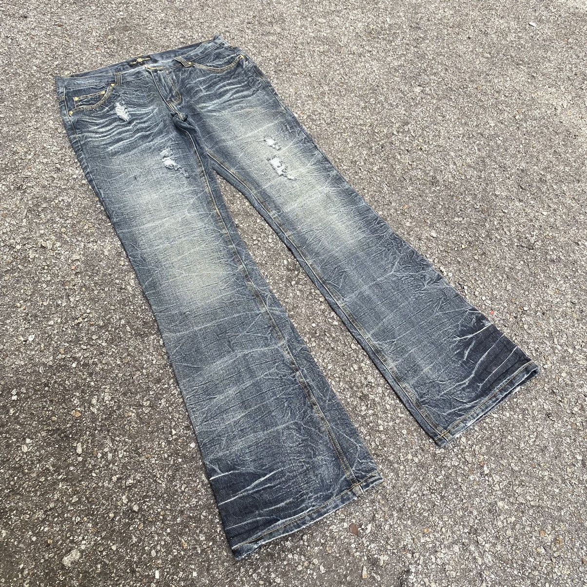 If Six Was Nine Flare Jeans Lowbox Low Rise Distressed Denim Faded Boot Cut Size US 31 - 2 Thumbnail