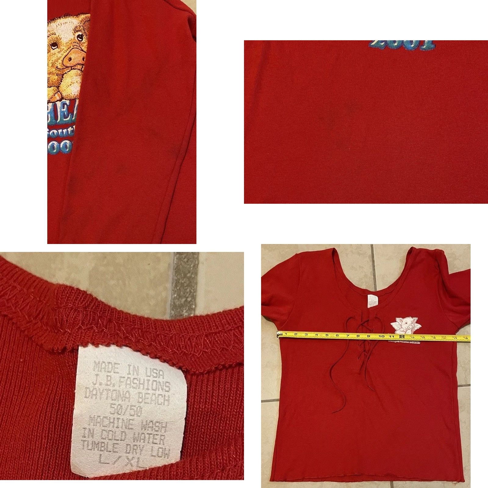 Harley Davidson VINTAGE Sturgis Hog Heaven Faded Shirt Harley Davidson 90s Biker USA Long Sleeve Red Womens L Size L / US 10 / IT 46 - 8 Thumbnail