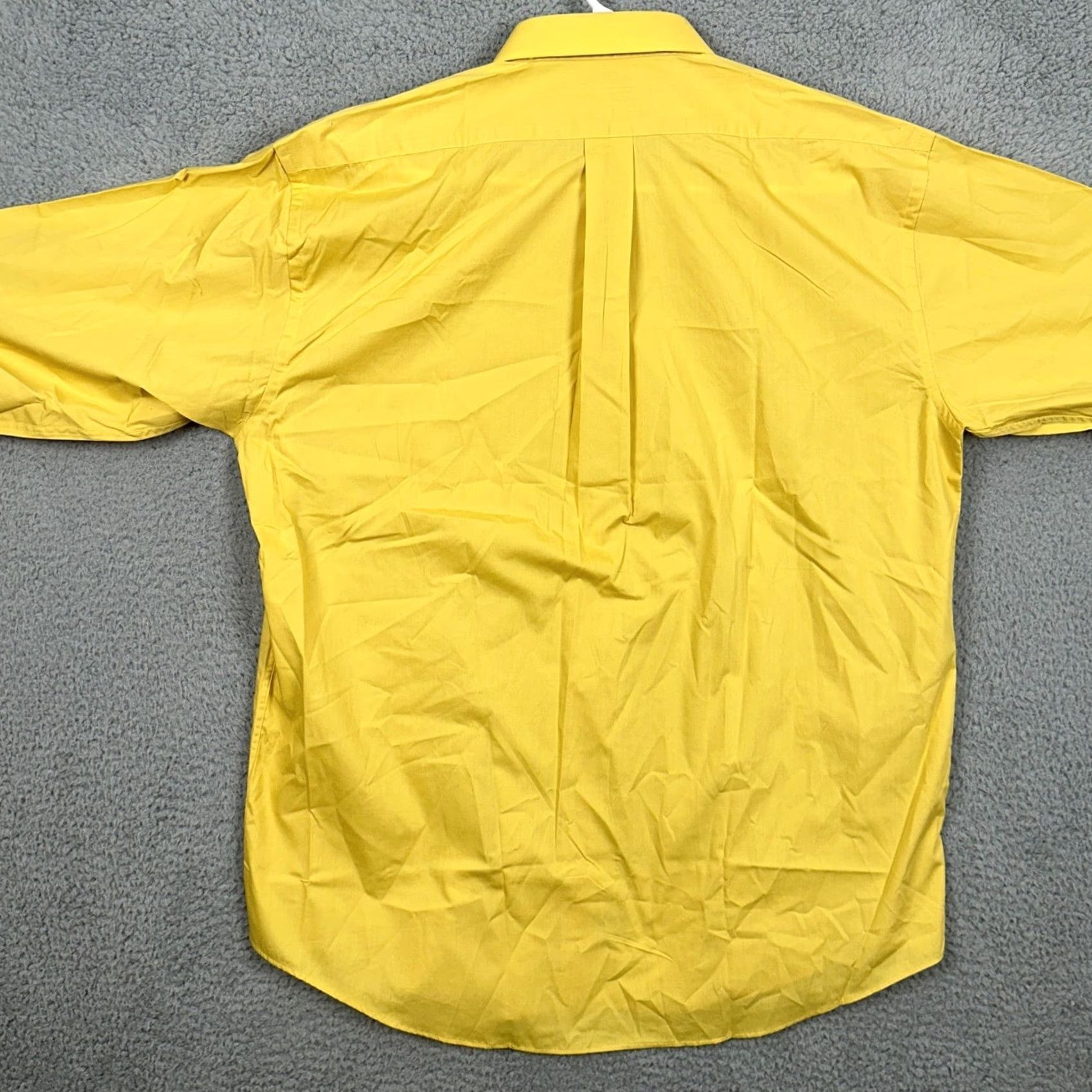 Vintage Chereskin Mens Dress Shirt Yellow Long Sleeve Button Up Collared Pocket Chest 49 in 30 in Regular L Shirt Size 42R - 2 Thumbnail